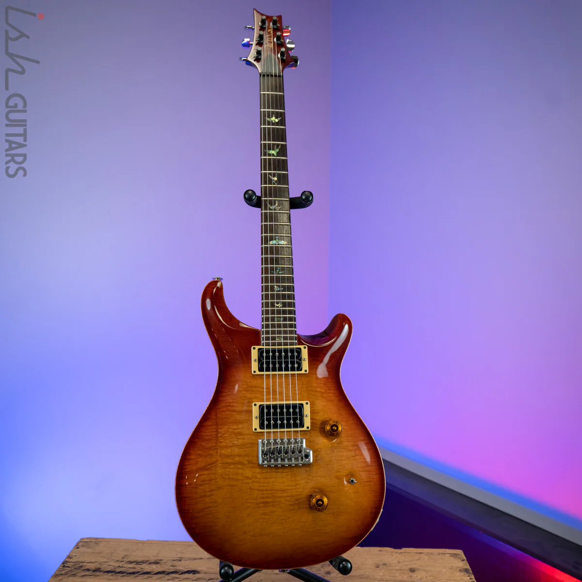 1986 PRS Custom 24 1-Piece Top Birds Hand Signed Dark Cherry Sunburst - Image 2
