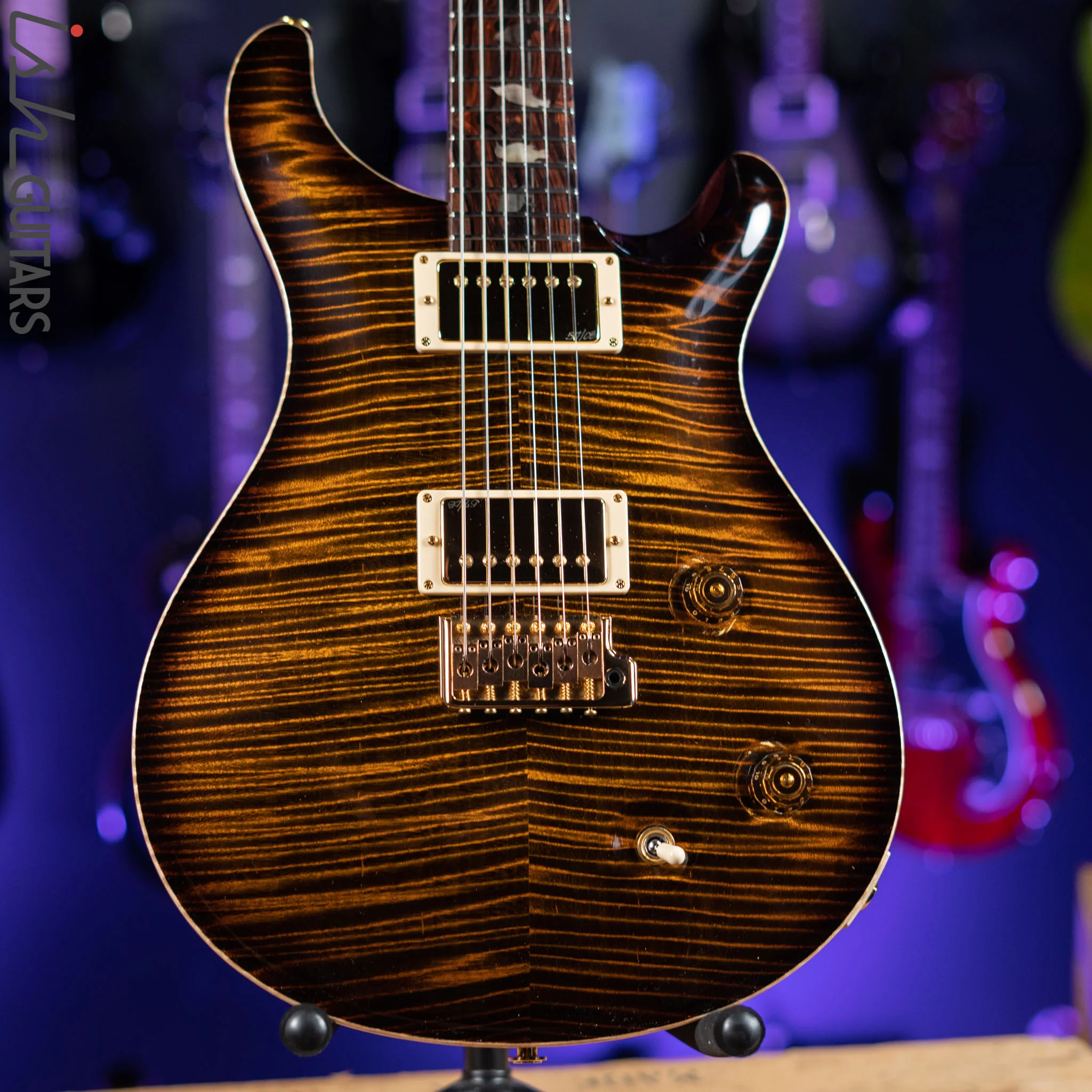 PRS Custom 22 Private Stock Tiger Eye Smoked Burst Birds On A Wire