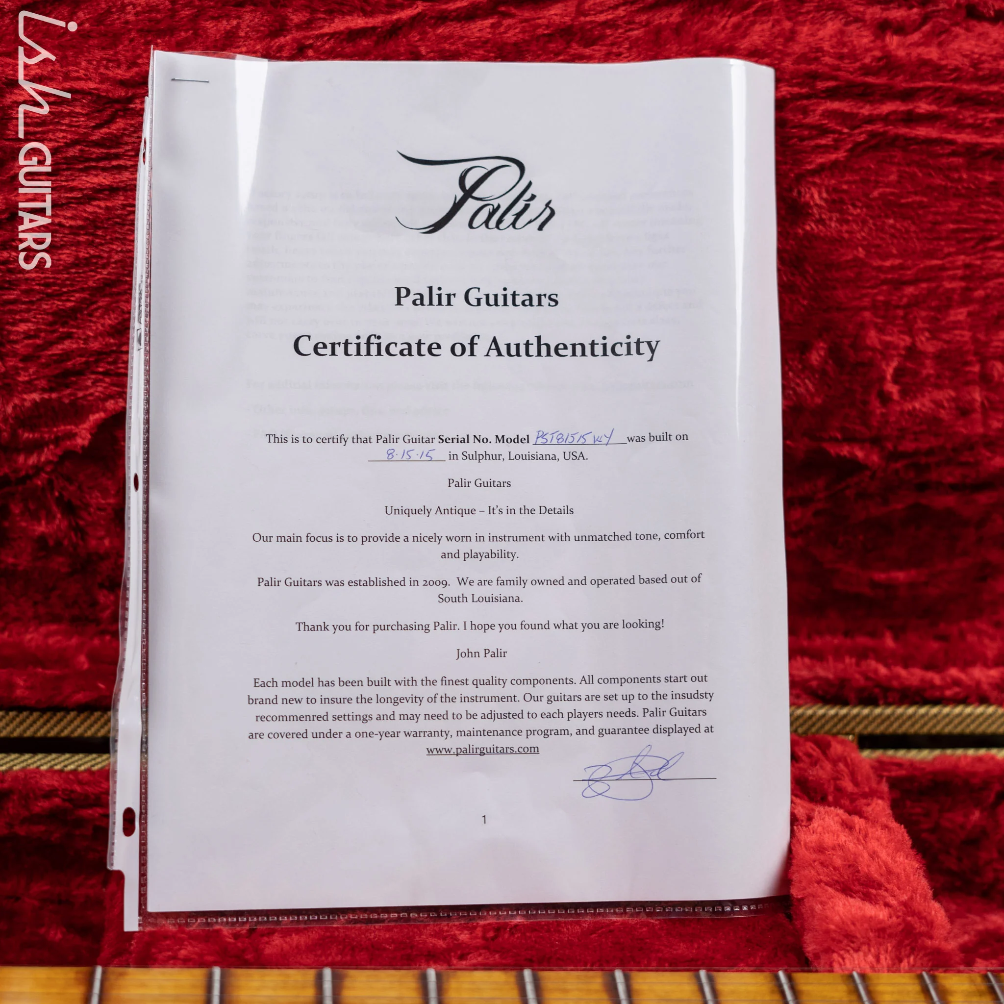 2015 Palir Skinny Titan Semi-Hollow Medium Tinted Finish Relic - Image 12