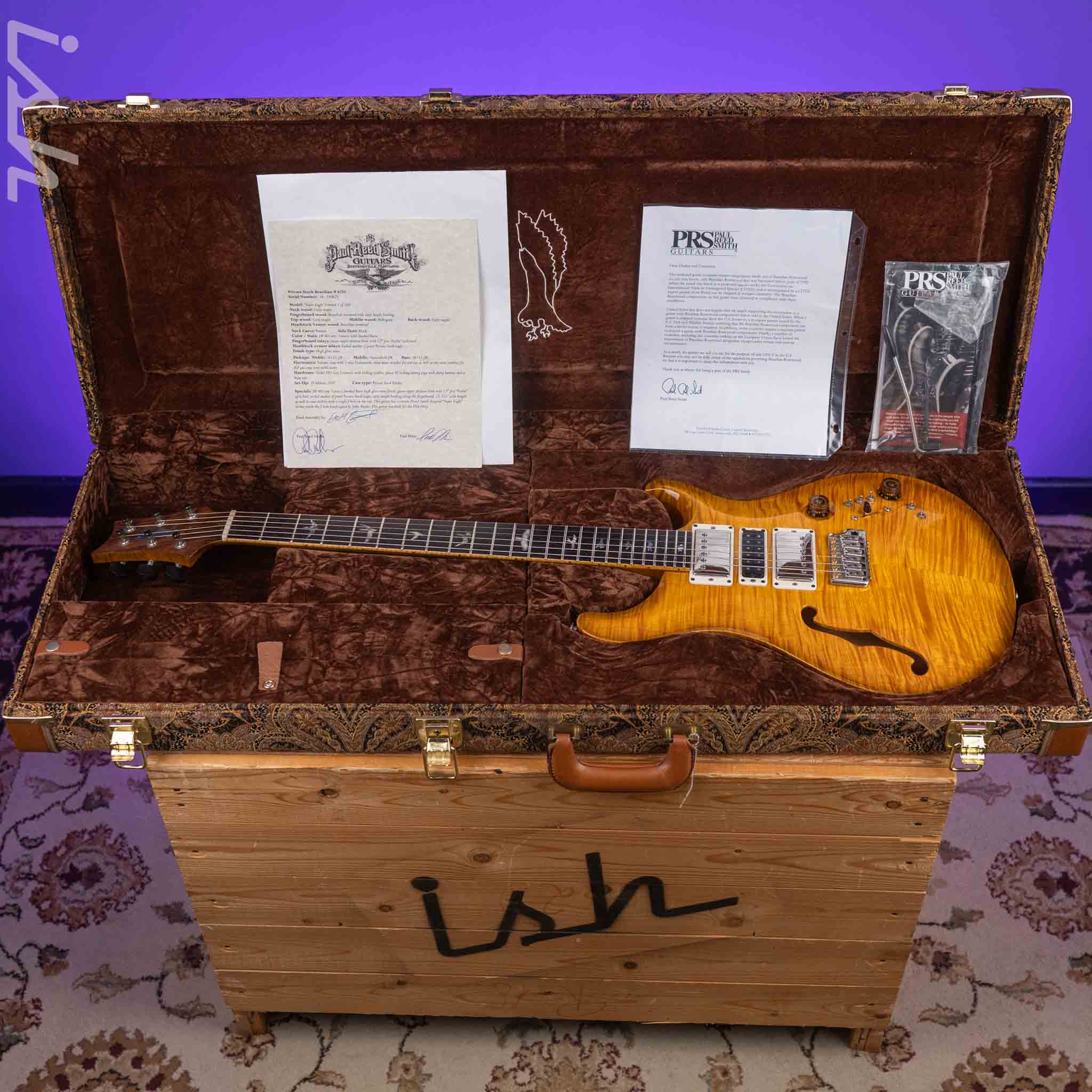 2016 PRS Private Stock Super Eagle Semi-Hollow Limited 1 of 100 John Mayer McCarty Tobacco with Smoked Burst - Image 23