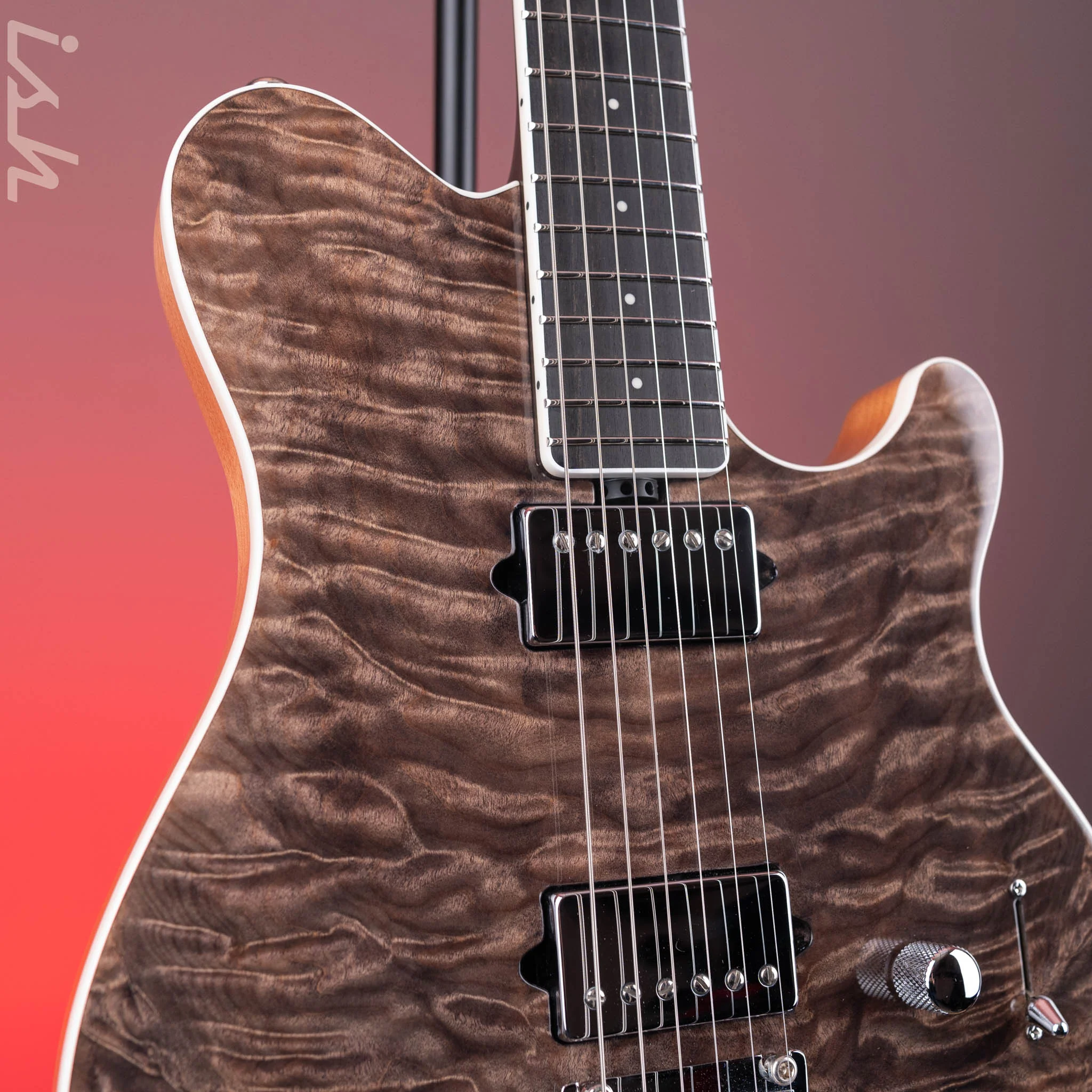 2017 Ernie Ball Music Man Axis Super Sport HH Tremolo BFR Transparent Black - Image 4