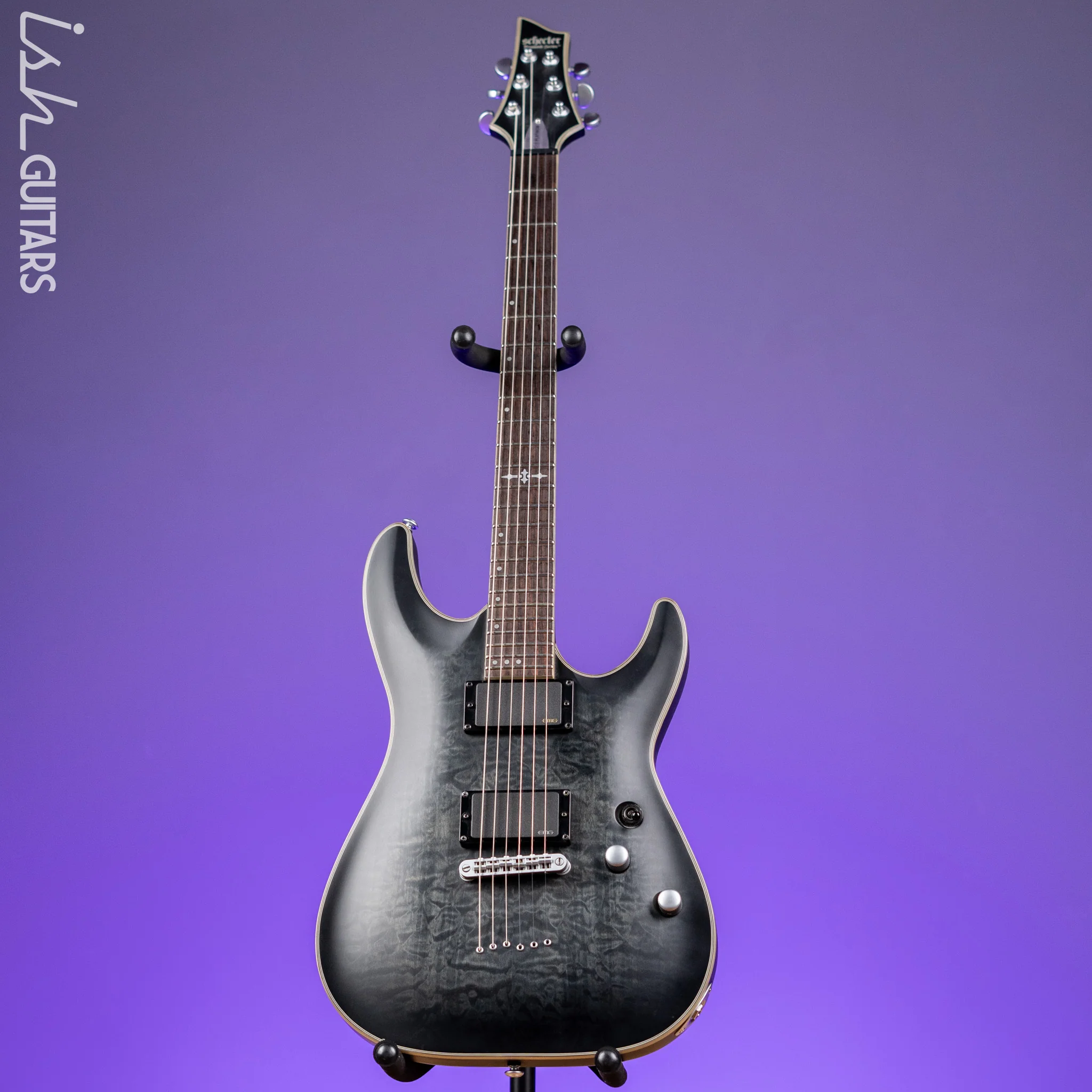 2017 Schecter C1 Platinum Satin Black Burst - Image 2
