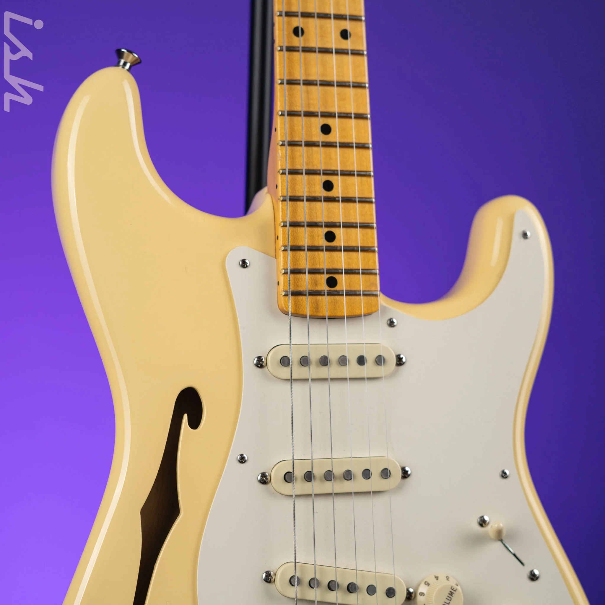 2018 Fender Eric Johnson Signature Thinline Strat Semi-Hollow Electric Guitar Vintage White - Image 3
