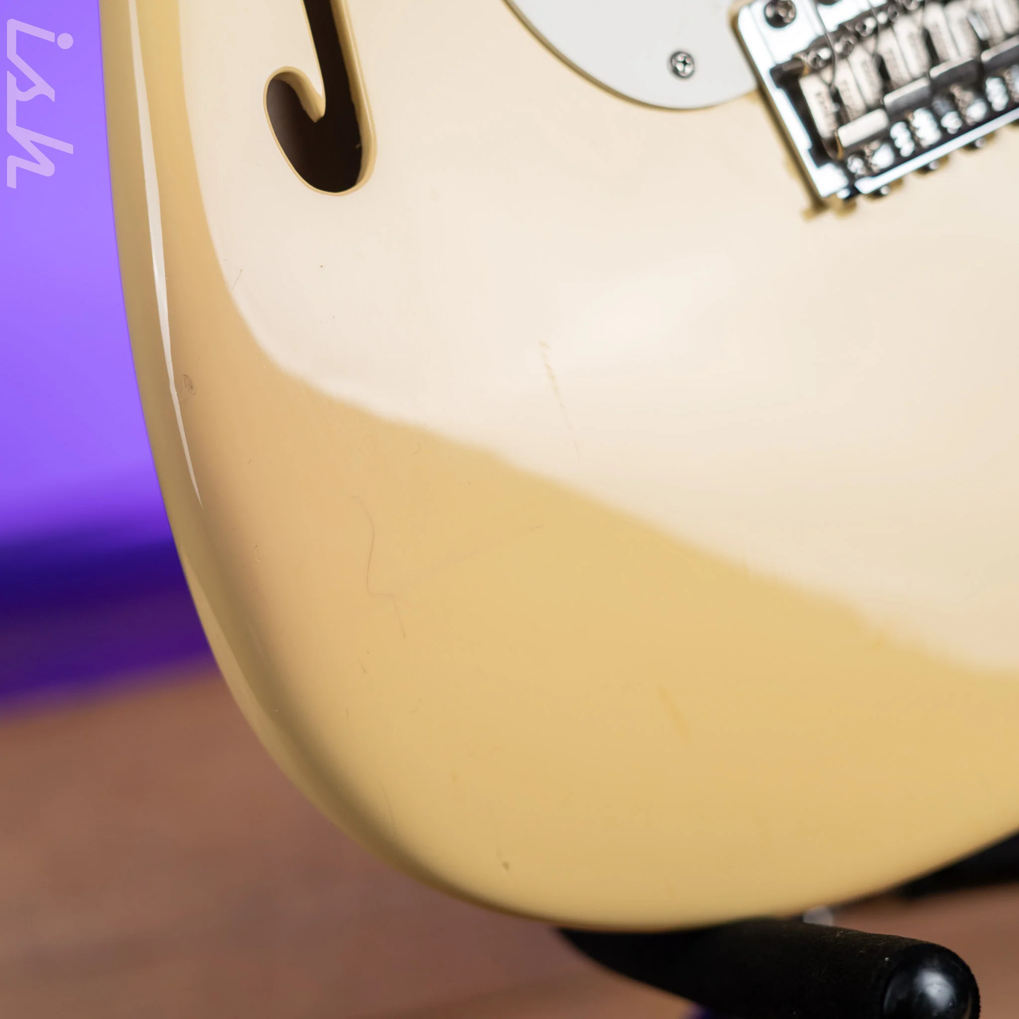 2018 Fender Eric Johnson Signature Thinline Strat Semi-Hollow Electric Guitar Vintage White - Image 8