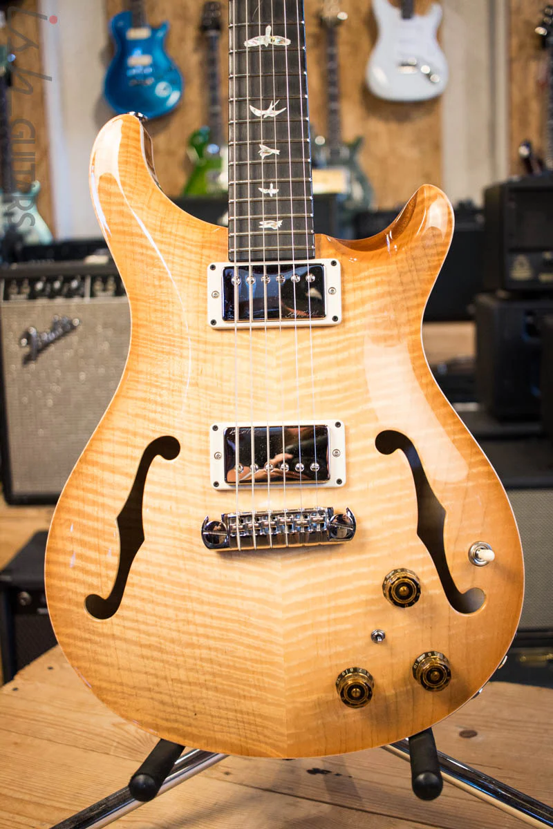 2018 PRS Experience Hollowbody II Piezo Vintage Natural Burst 10 Top INSANE FLAME