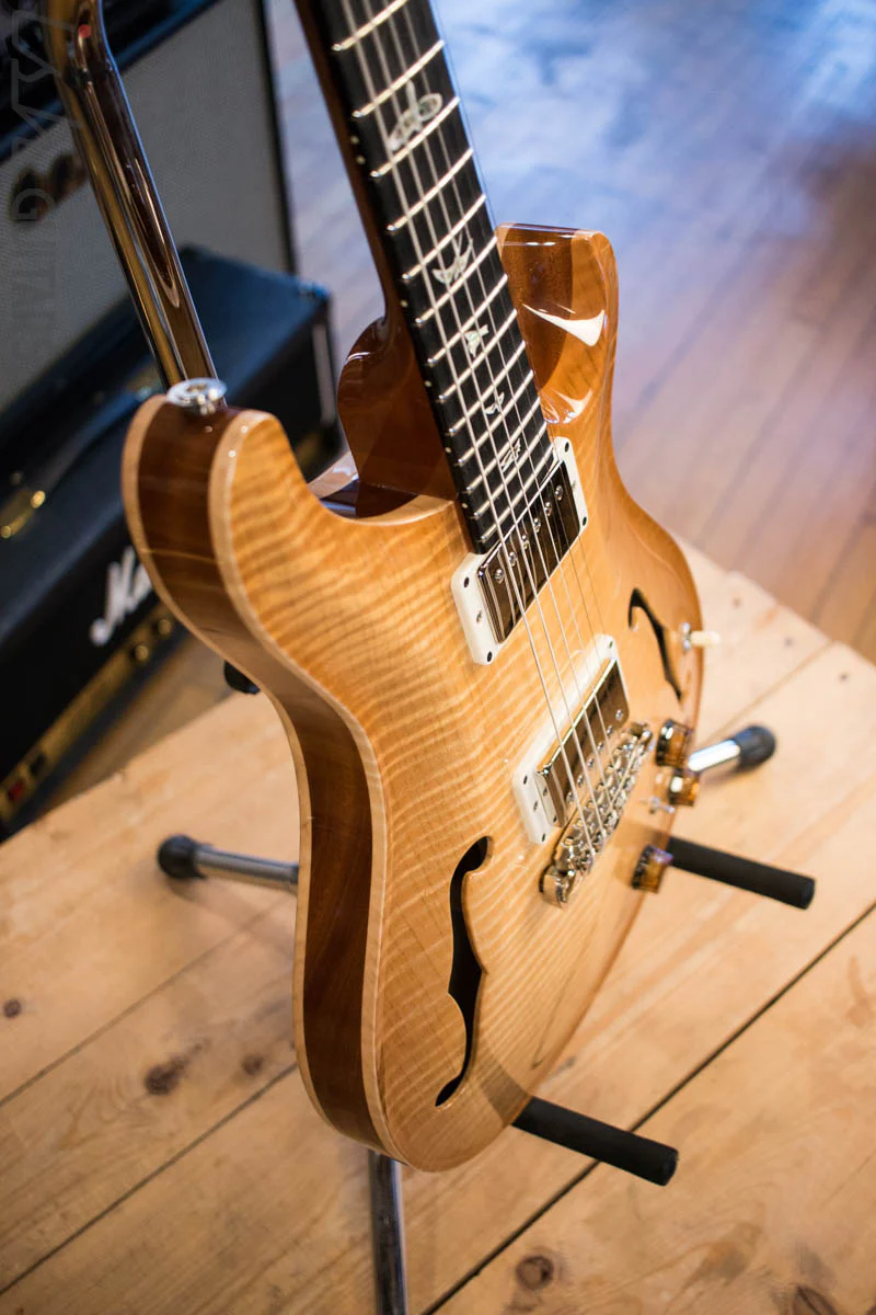2018 PRS Experience Hollowbody II Piezo Vintage Natural Burst 10 Top INSANE FLAME - Image 6