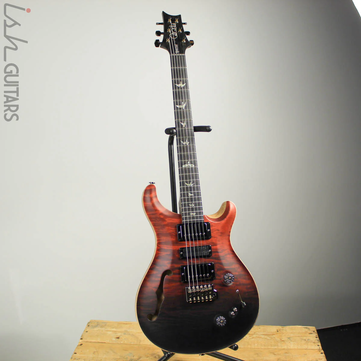 2019 Paul Reed Smith PRS Wood Library Special 22 Semi-Hollow 10 Top Red Black Fade 1 Piece Quilt - Image 2