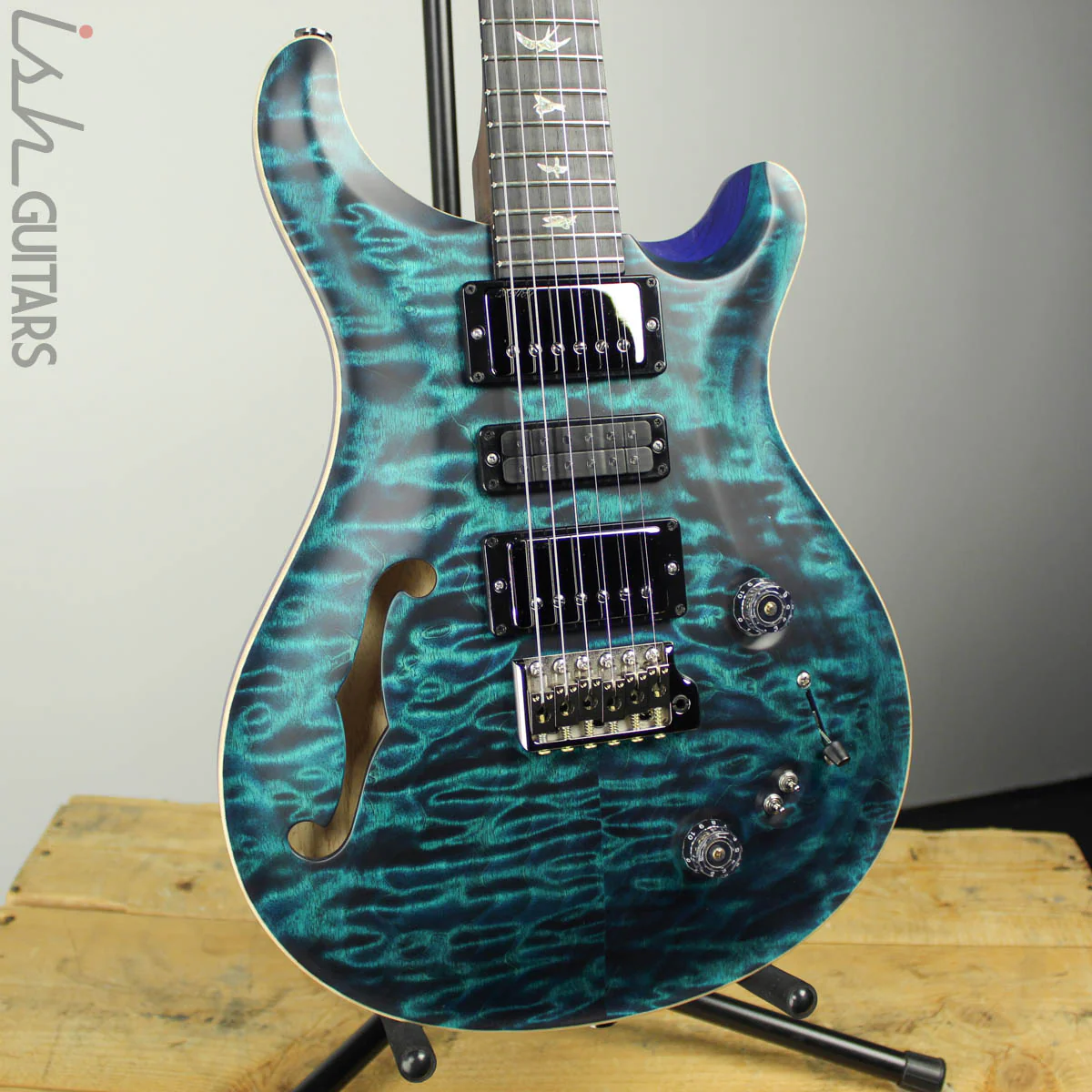 2020 Paul Reed Smith PRS Wood Library Special 22 Semi-Hollow Blue Green Satin Ash Rosewood Neck