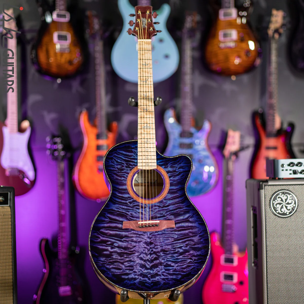 PRS Private Stock Angelus Acoustic Aqua Violet Smoked Burst - Image 2
