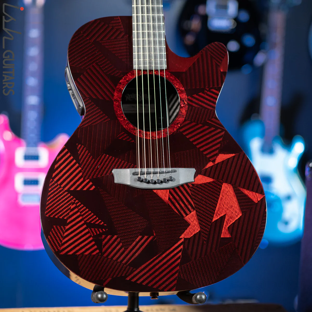 2021 RainSong BI-WS1000N2C Black Ice Acoustic Guitar Ish Exclusive Cranberry Red