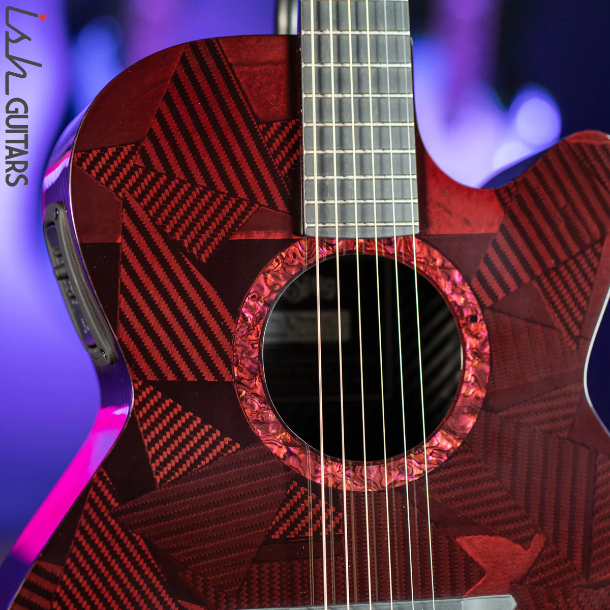 2021 RainSong BI-WS1000N2C Black Ice Acoustic Guitar Ish Exclusive Cranberry Red - Image 3