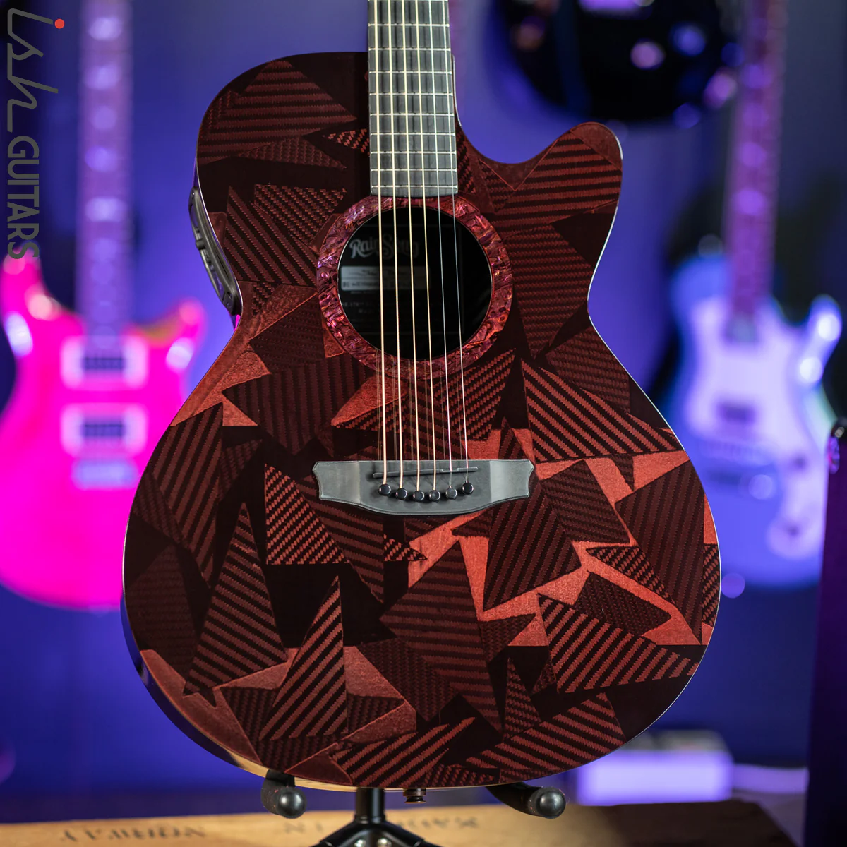 2021 RainSong BI-WS1000N2C Black Ice Acoustic Guitar Ish Exclusive Cranberry Red