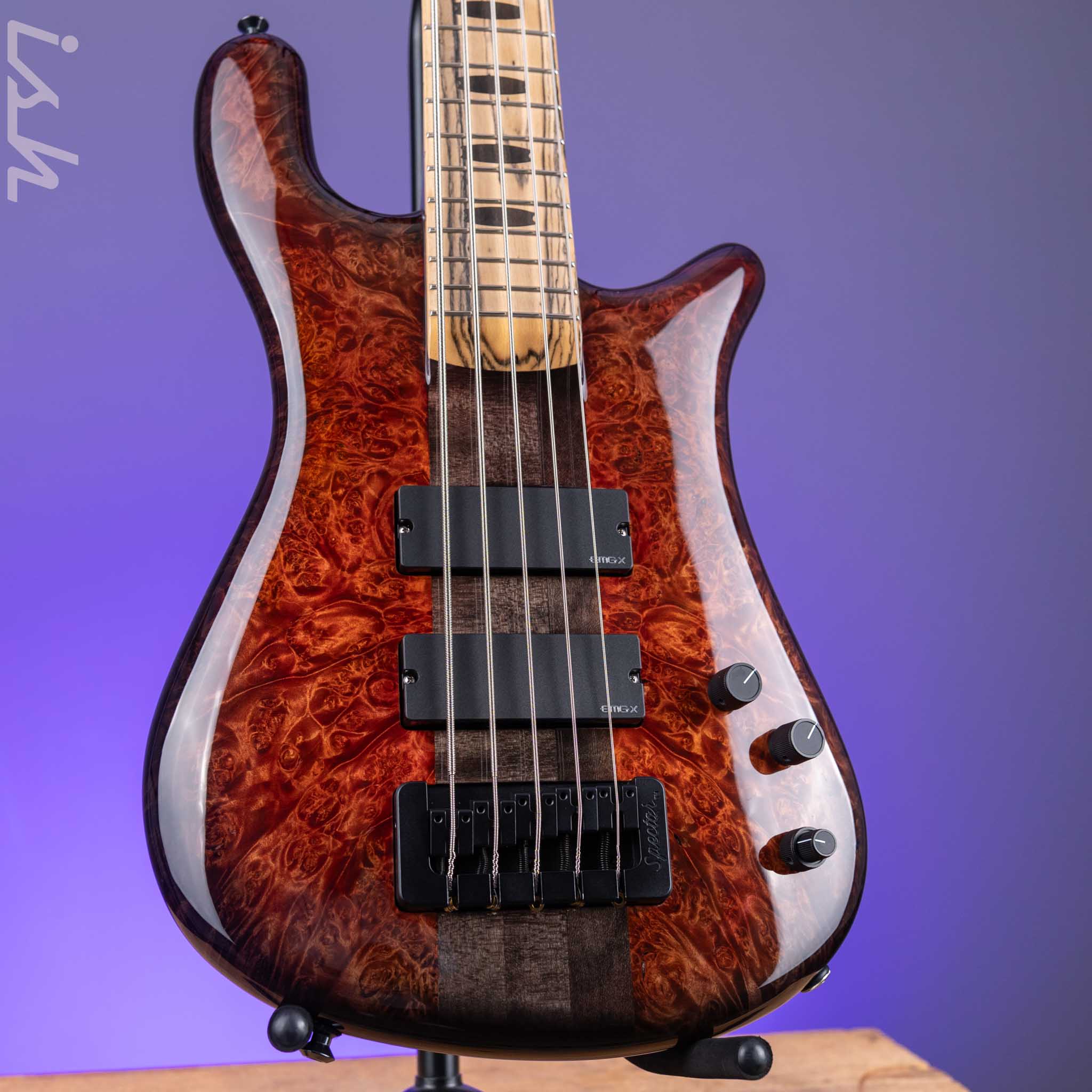 2021 Spector NS-5XL 5-String Bass Maple Burl Ale's Inferno Finish