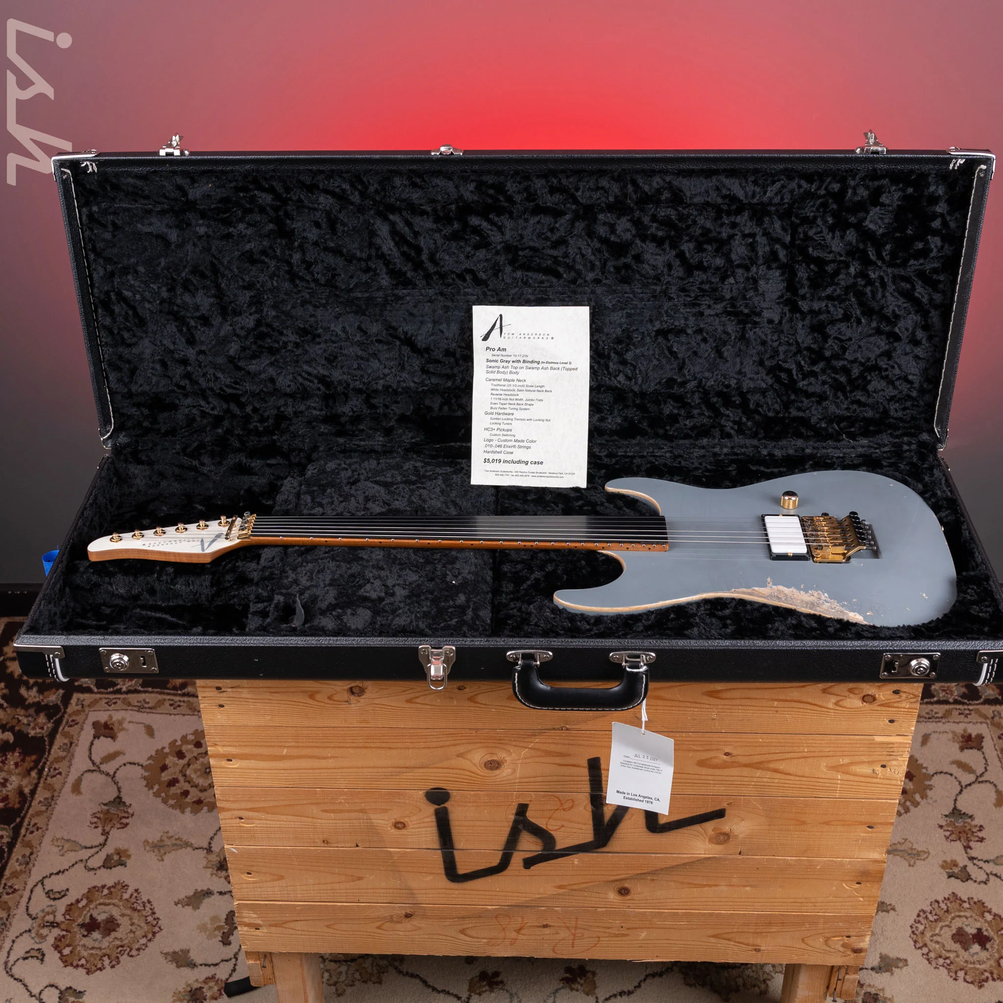 2021 Tom Anderson Pro Am Sonic Grey w/ Binding (In-Distress Level 3) - Image 12
