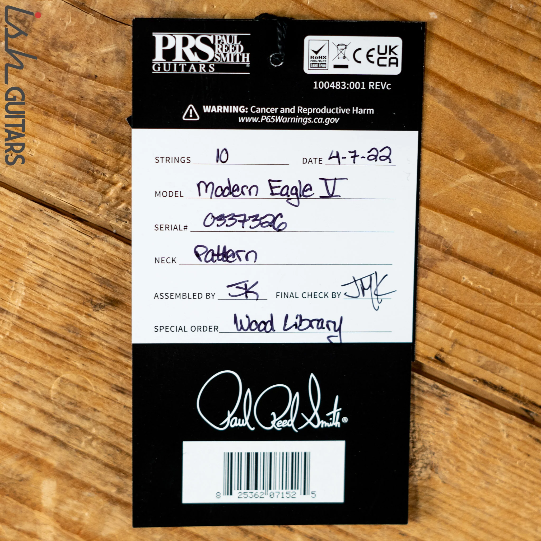 PRS Wood Library Modern Eagle V Satin Antique White - Image 11