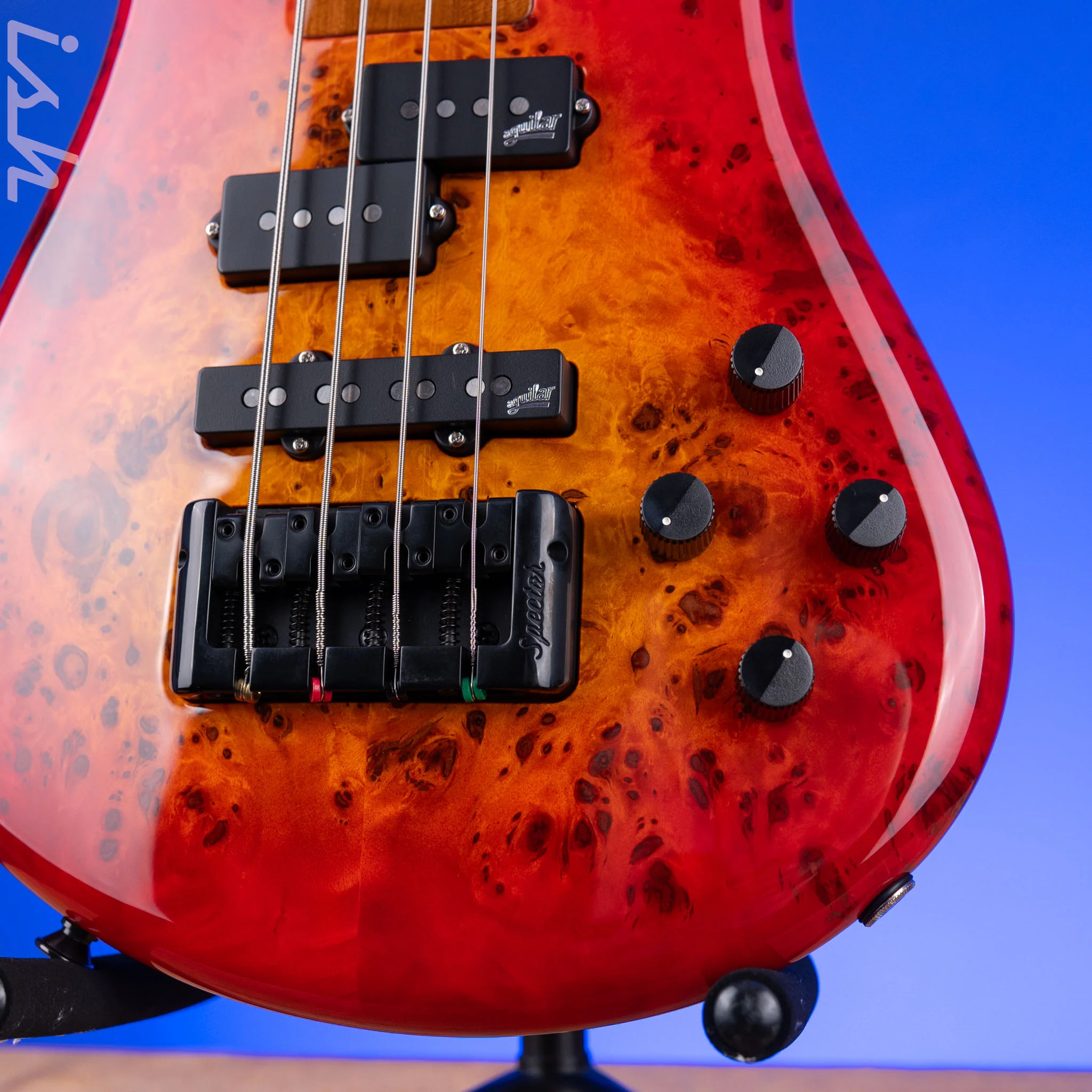 2022 Spector Eurobolt 4 Inferno Red Gloss Poplar Burl Bass Guitar - Image 4