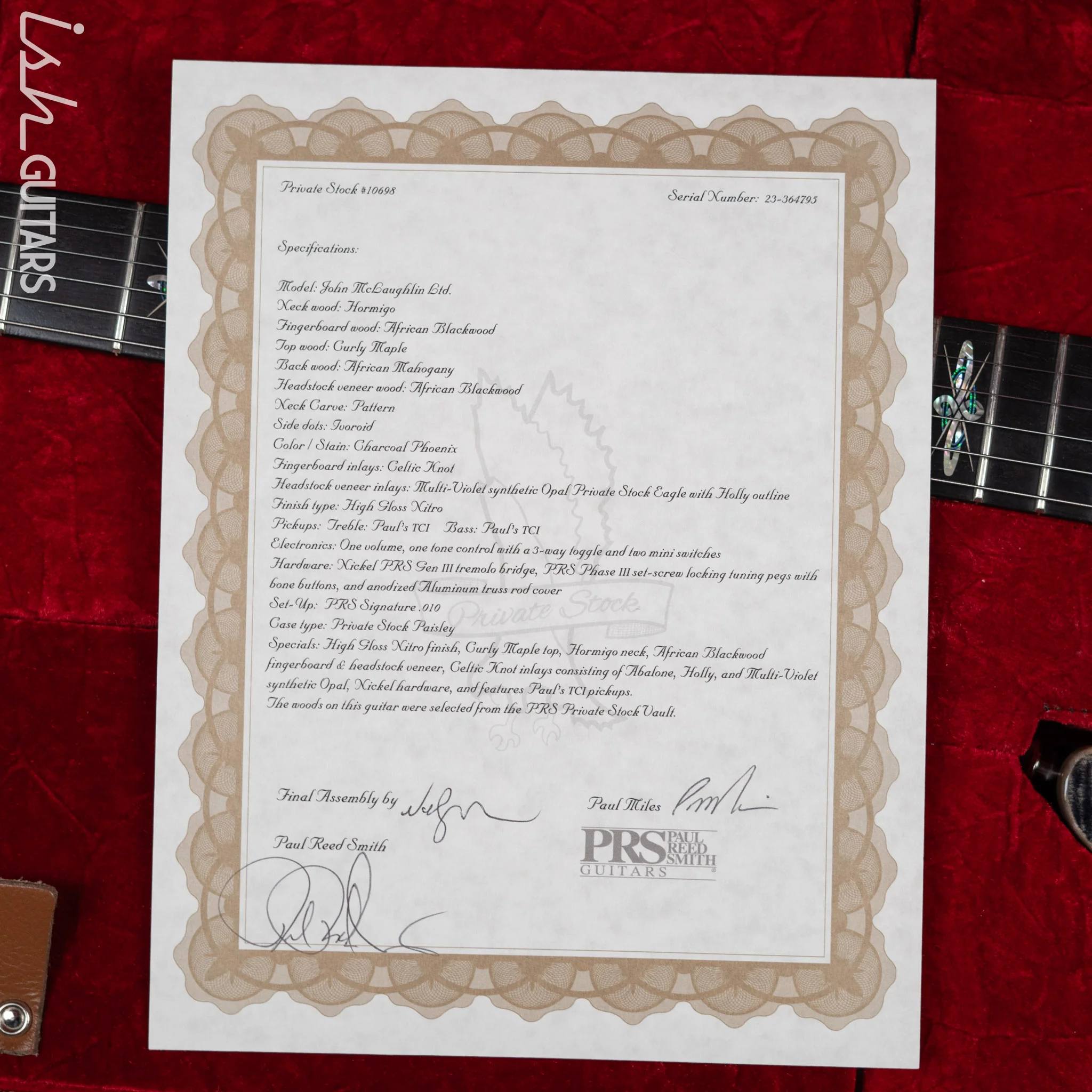 PRS Private Stock John McLaughlin Ltd. Signature Charcoal Pheonix - Image 14