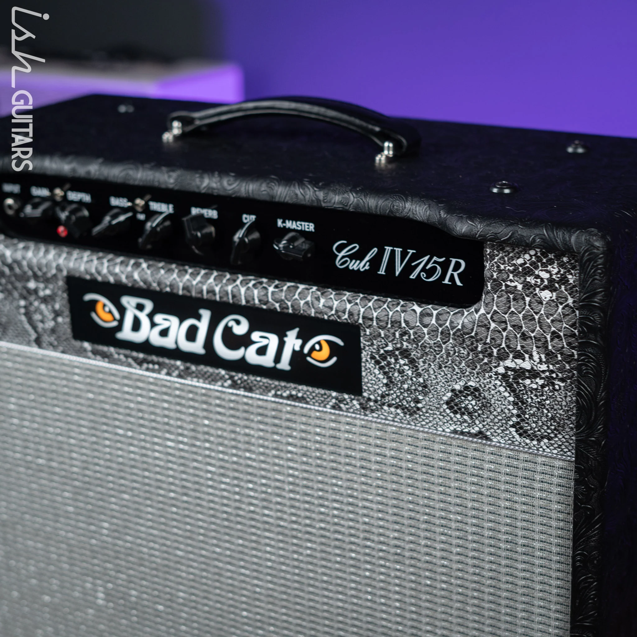 Bad Cat Cub IV 15 Reverb Handwired 15-Watt 1x12 Guitar Combo Amplifier Western Tolex, Black & White Snakeskin - Image 3