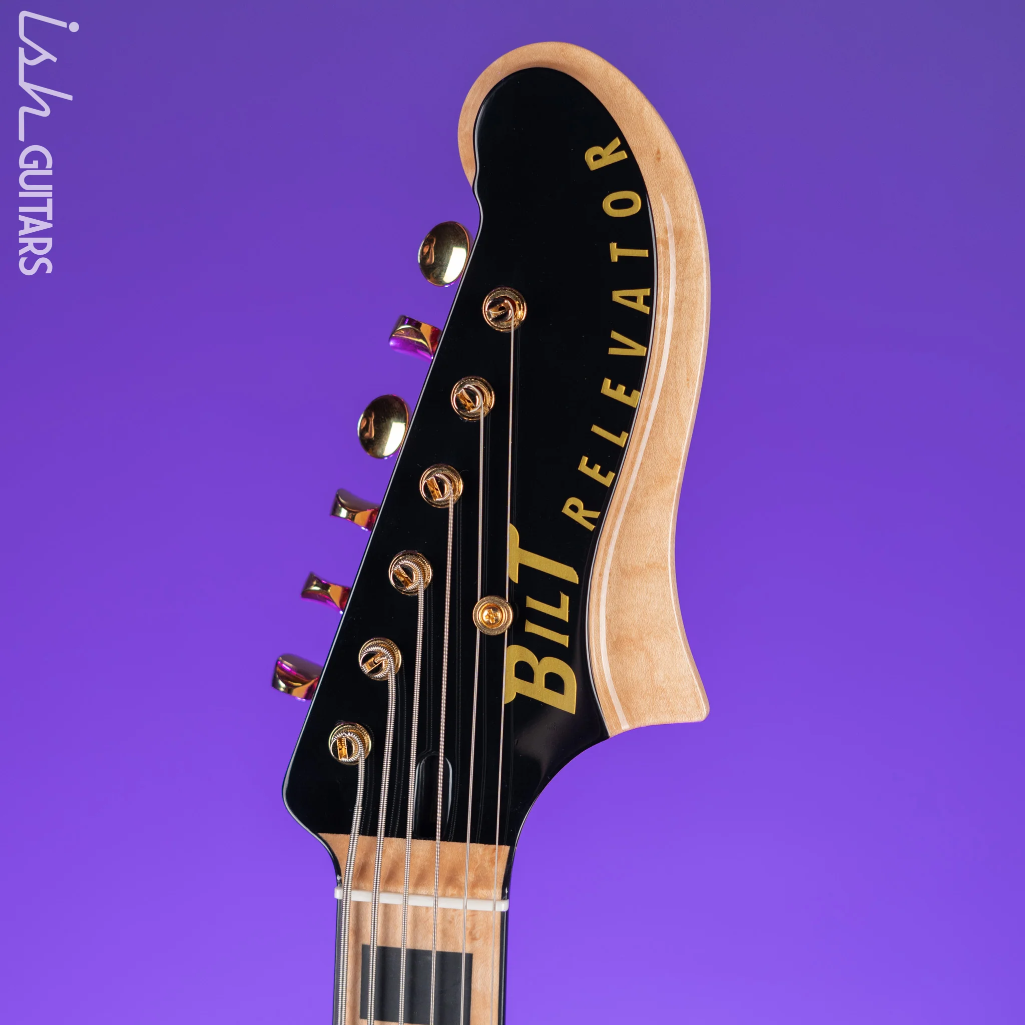 Bilt Relevator Bass VI 6-String Bass Guitar Black w/ Gold Plates - Image 6