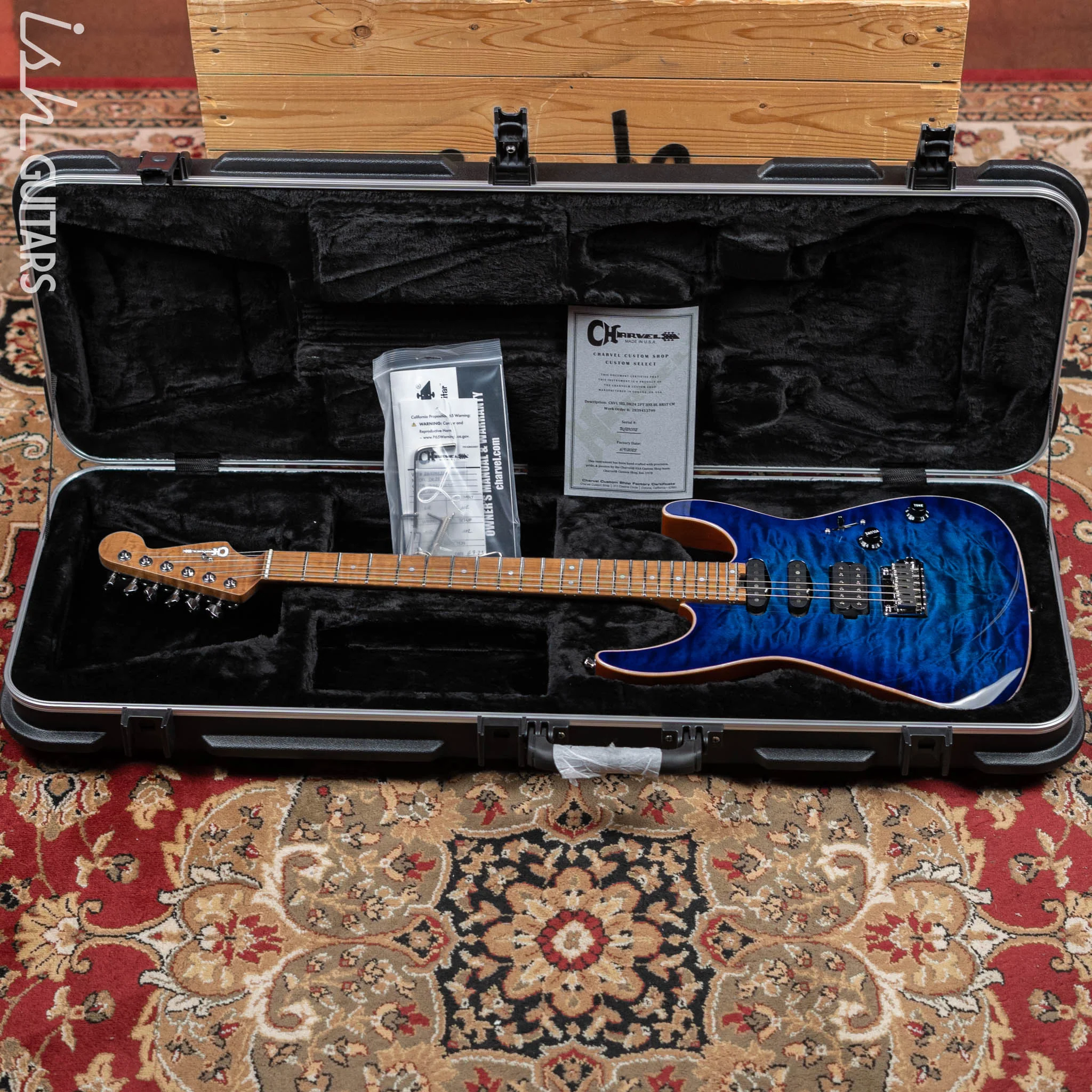 Charvel USA Select DK24 HSS 2PT CM Electric Guitar Blue Burst - Image 11