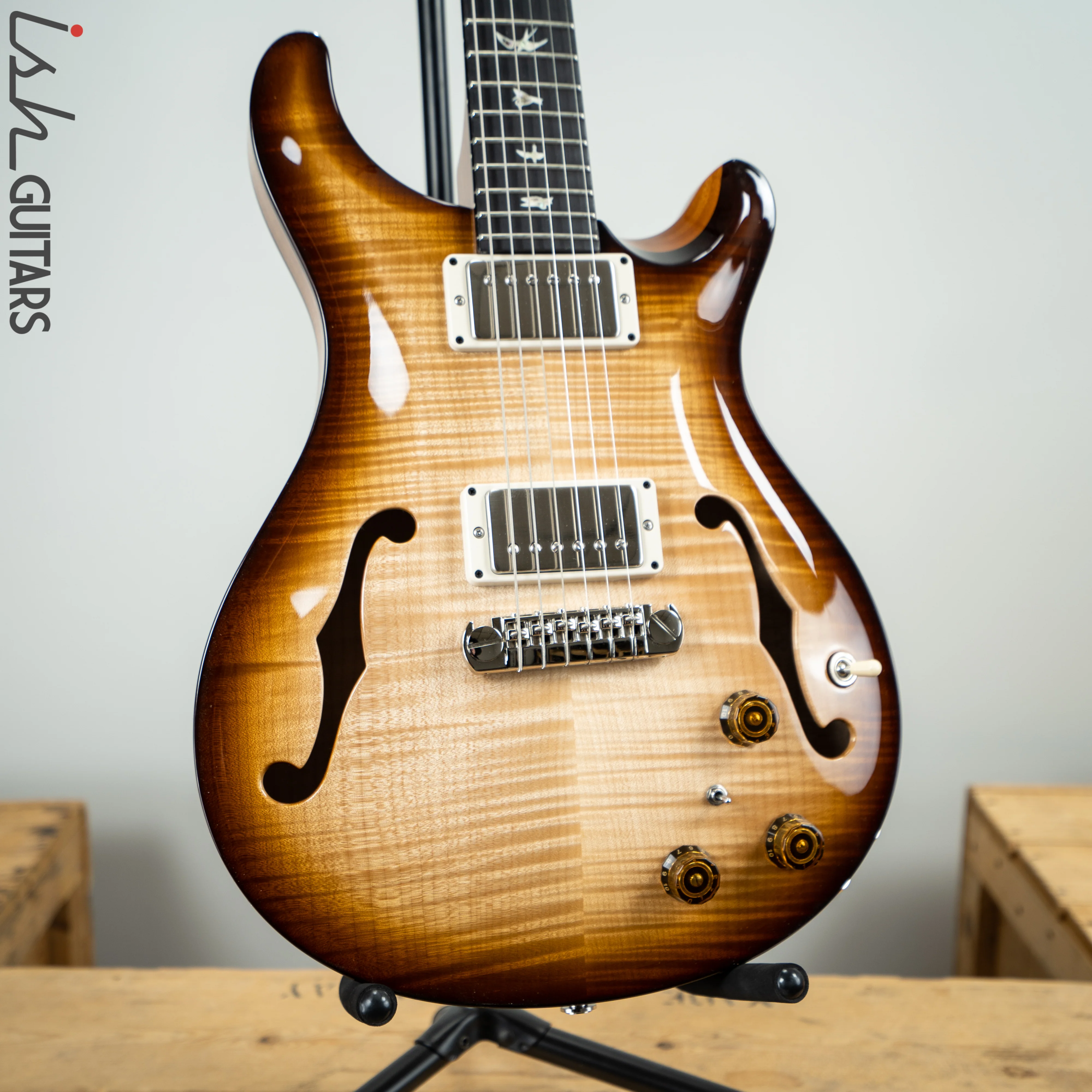 2019 Paul Reed Smith PRS Hollowbody II Piezo Natural Tobacco Wrap Burst Ebony Fretboard