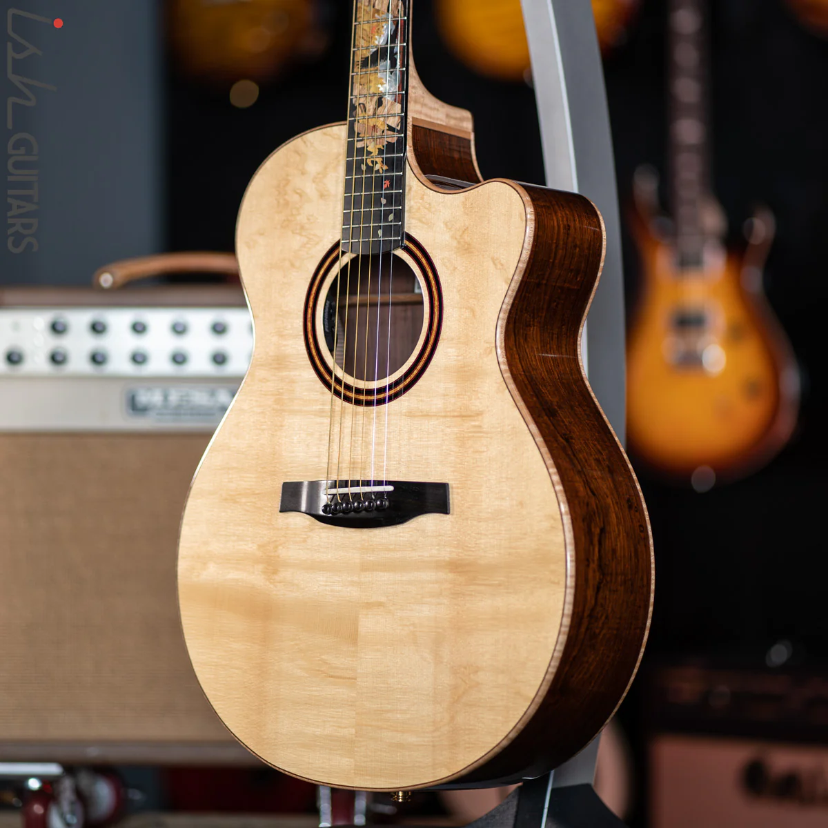 PRS Private Stock Angelus Acoustic Guitar Bear Claw Spruce Custom Inlay - Image 6
