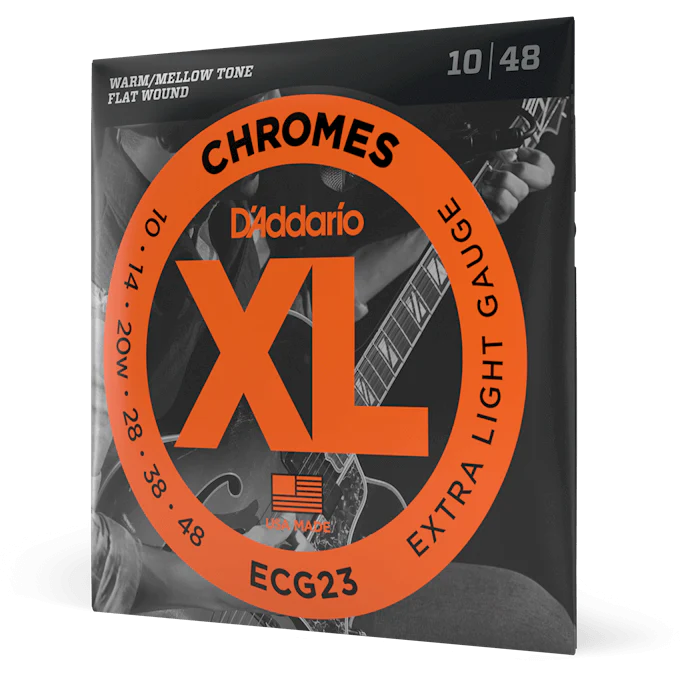 D'Addario XL Chromes Flatwound Electric Guitar Strings - .010-.048 Extra Light