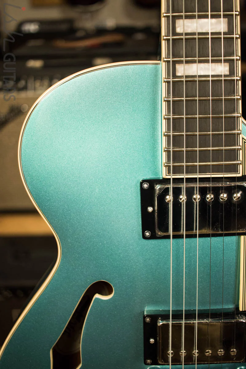 D'Angelico Premier Series SS Semi-Hollowbody Electric Guitar with Stairstep Tailpiece Ocean Turquoise - Image 3