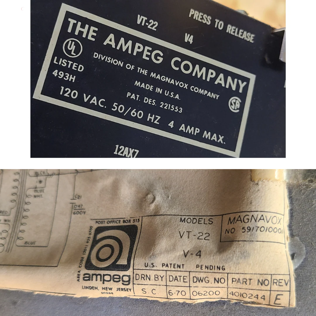 Early 1970s Ampeg V-4 Guitar/Bass Amplifier Head and Cabinet w/ Reverb - Image 17