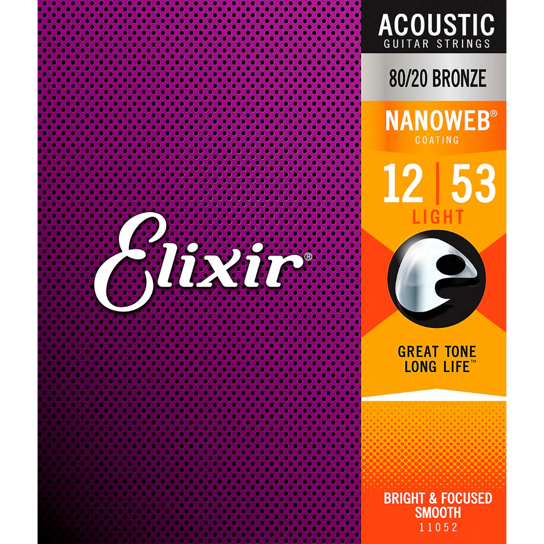 Elixir Acoustic Strings 80/20 Bronze Nanoweb 12/53