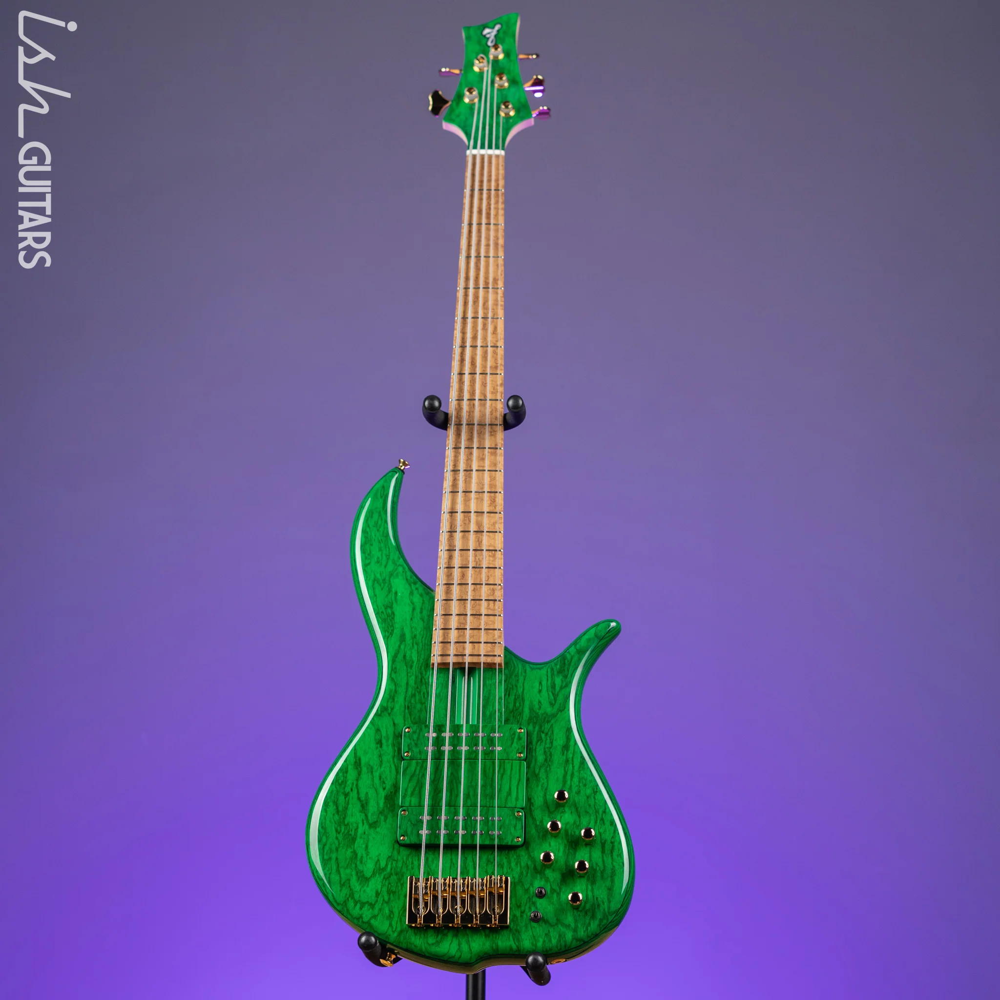 F Bass Deluxe BN5 5-String Bass Transparent Green - Image 2