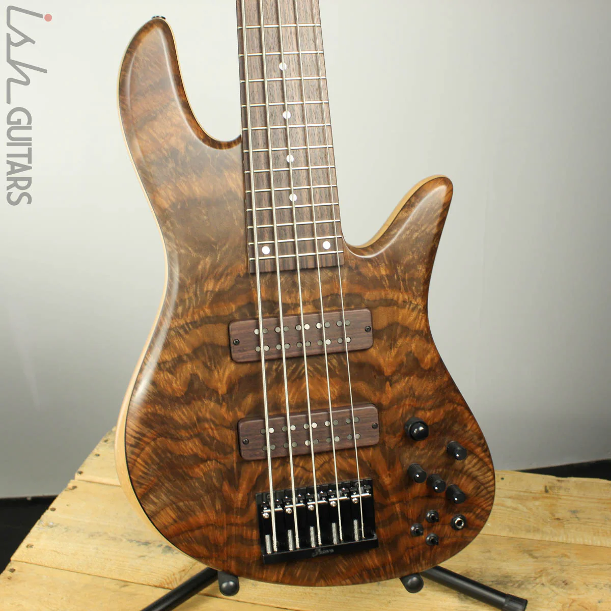 Fodera Emporer Bolt-on NAMM 2019 Bass Walnut Feather Crotch Top