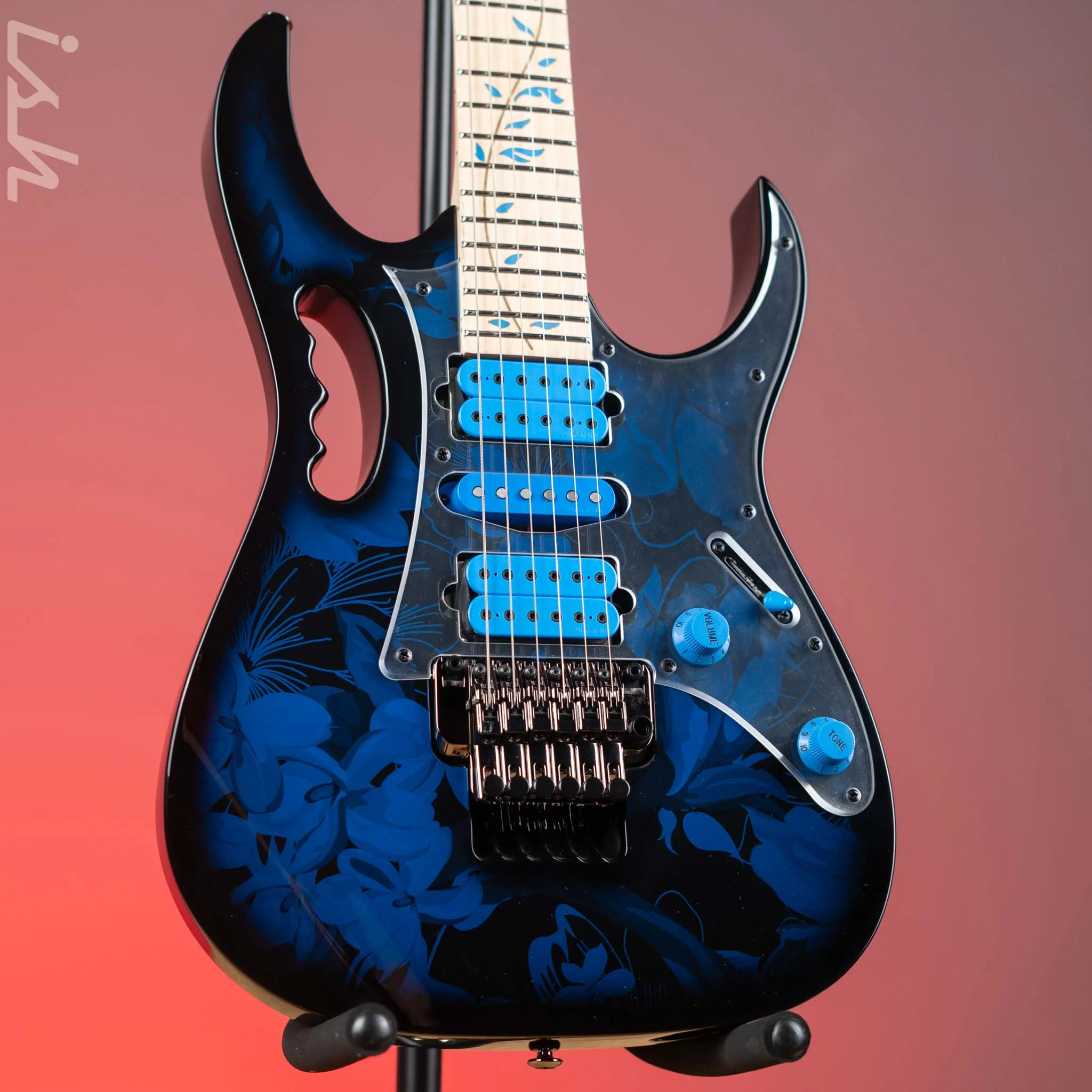 Ibanez JEM77P Steve Vai Signature JEM Premium Series Electric Guitar Blue Floral Pattern
