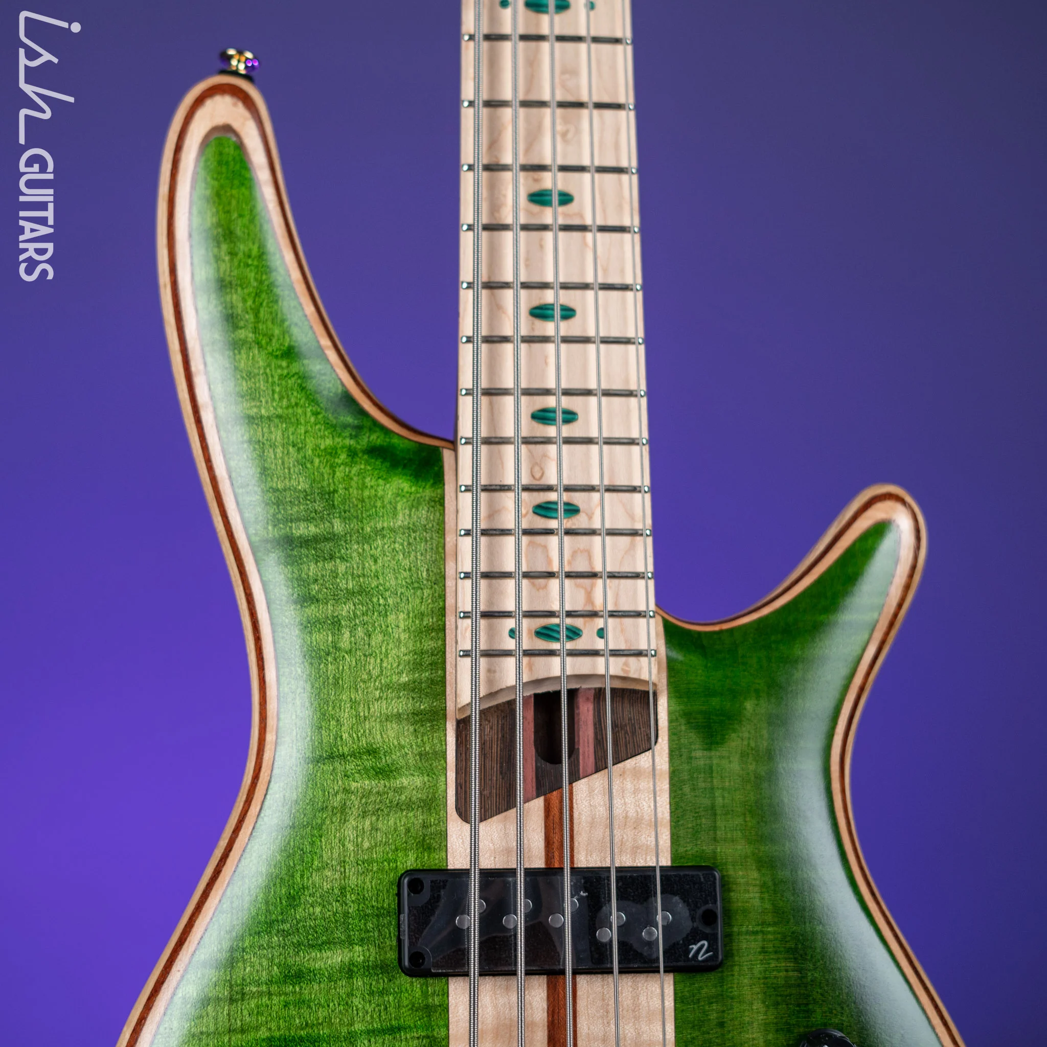 Ibanez Premium SR5FMDX 5-String Bass Emerald Green Low Gloss - Image 3