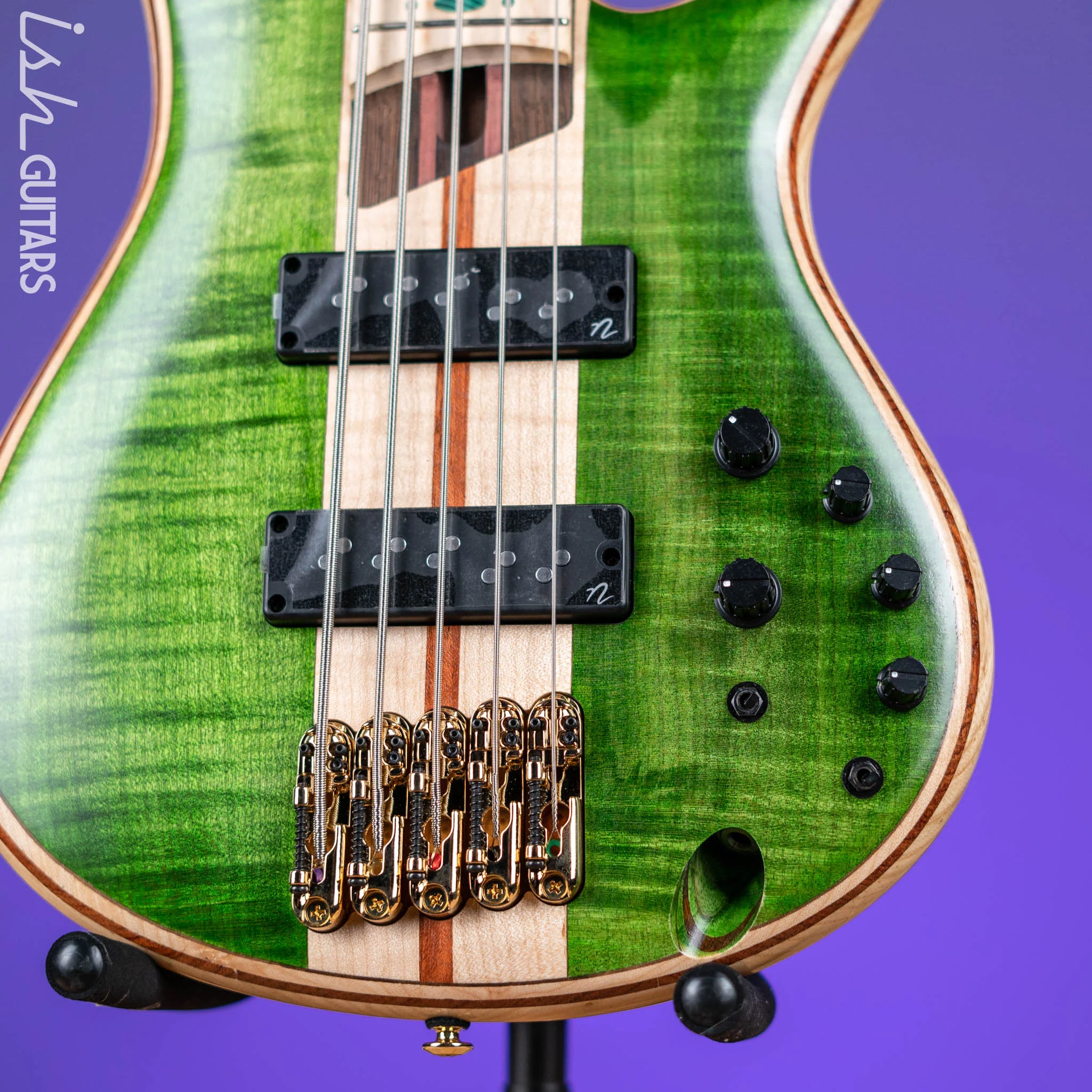 Ibanez Premium SR5FMDX 5-String Bass Emerald Green Low Gloss - Image 4