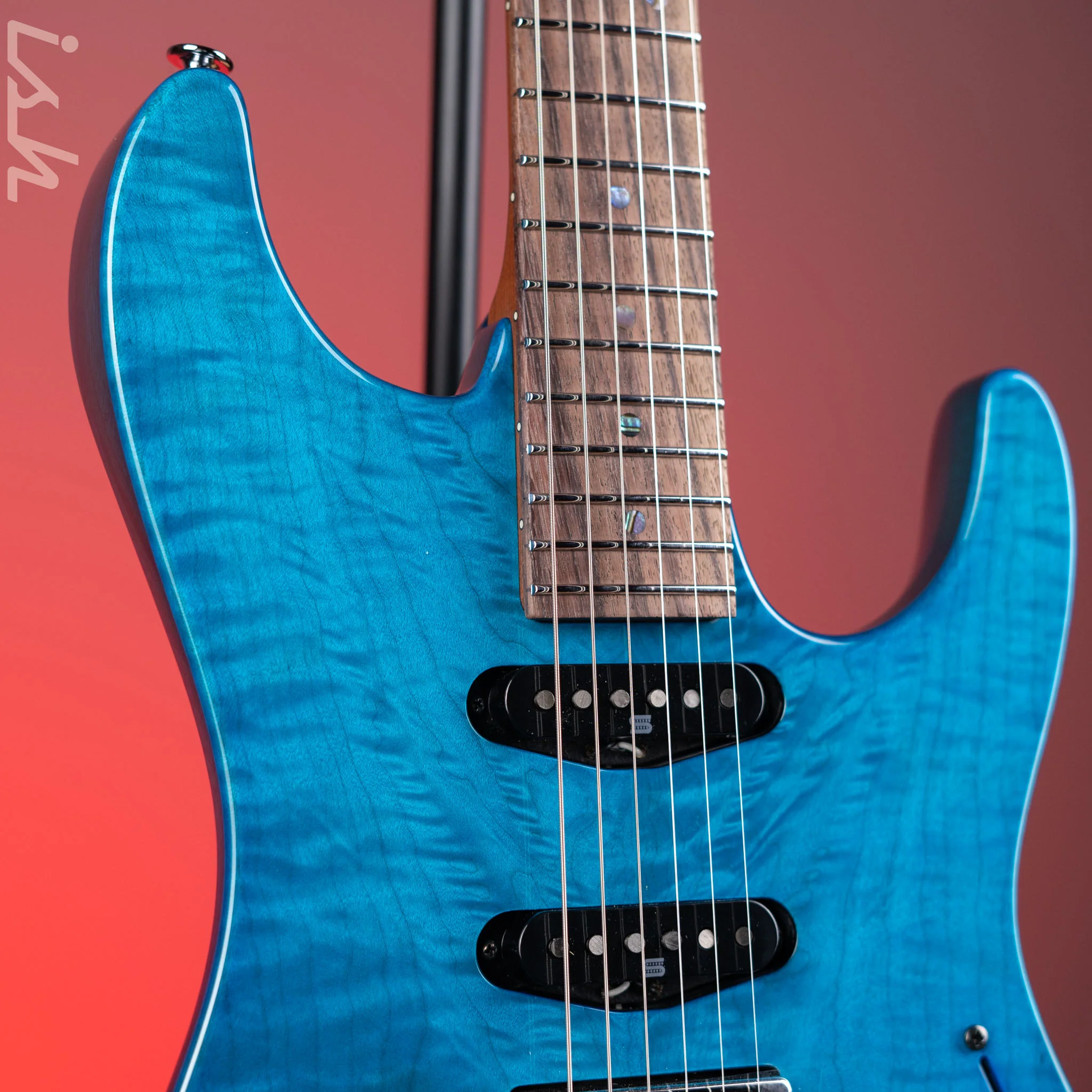 Ibanez Prestige MMN1 Martin Miller Signature Transparent Aqua Blue - Image 3