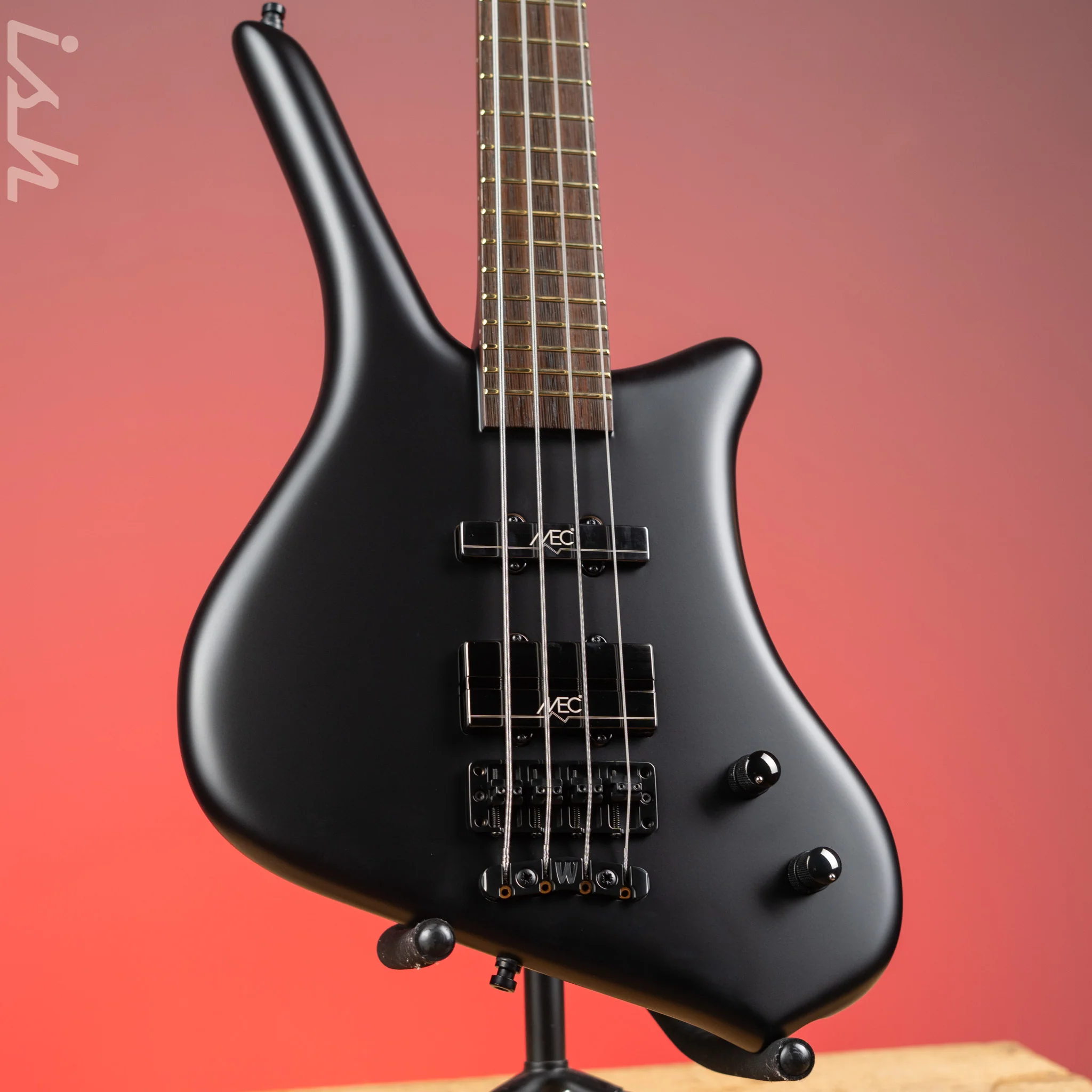 Ish x Warwick Dolphin SN TCS Custom Shop Endangered Species 4-String Bass Black Satin Wenge Fretboard