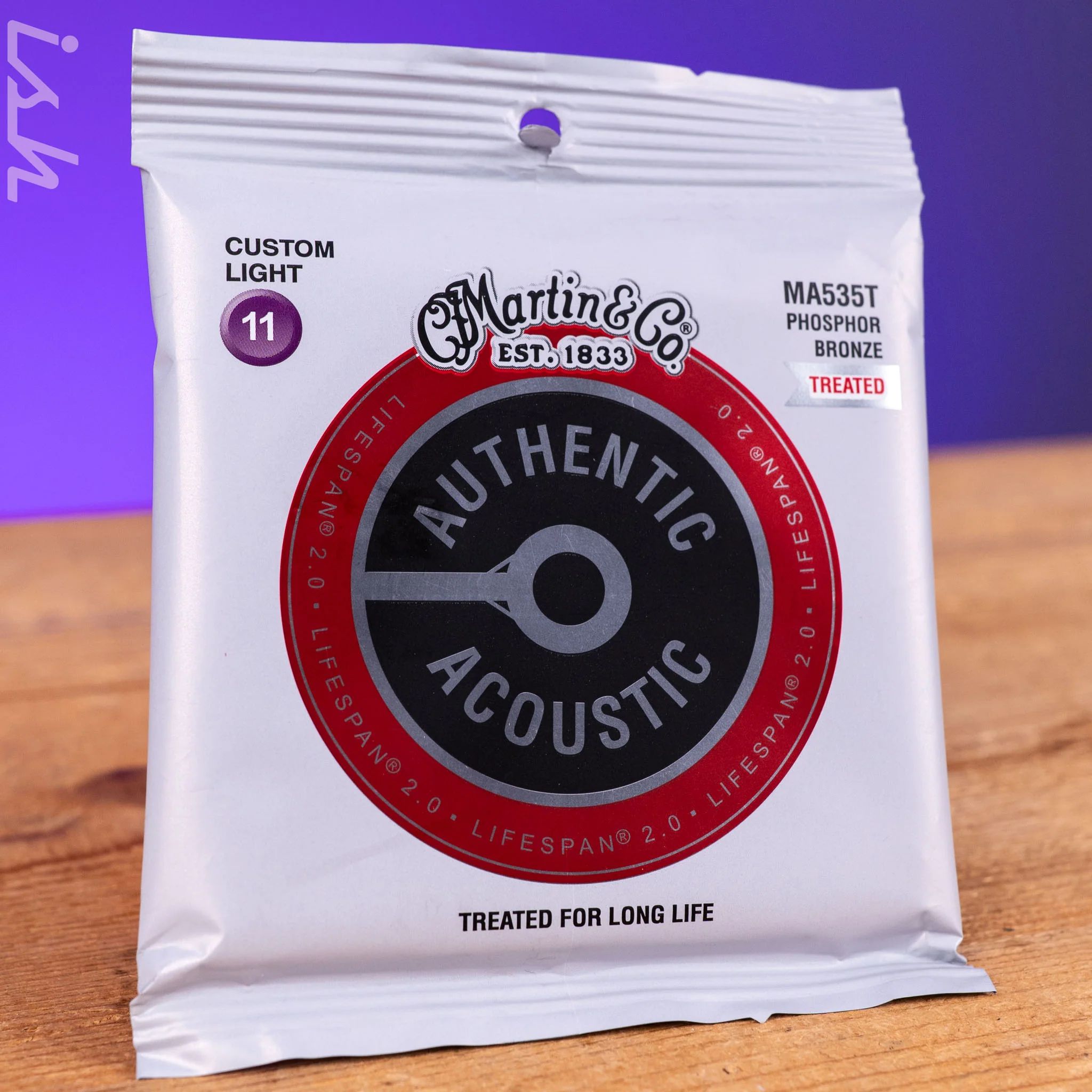Martin MA535T 11-52 Custom Light Authentic Acoustic Lifespan 2.0 Treated 92/8 Phosphor Bronze Guitar Strings