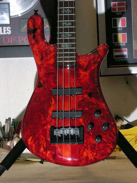 ON-HOLD - NAMM 2018 USA Spector NS-2 Inferno Red Buckeye Burl Bass Guitar