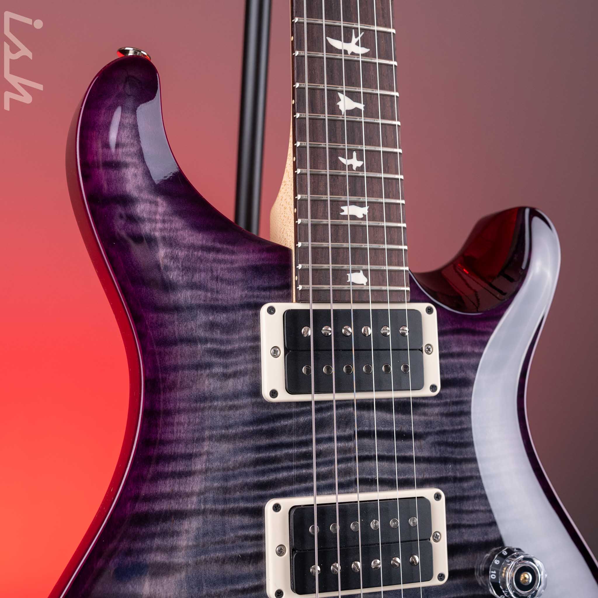 PRS CE 24 Electric Guitar - Faded Gray Black Purple Wraparound Smokeburst - Image 4