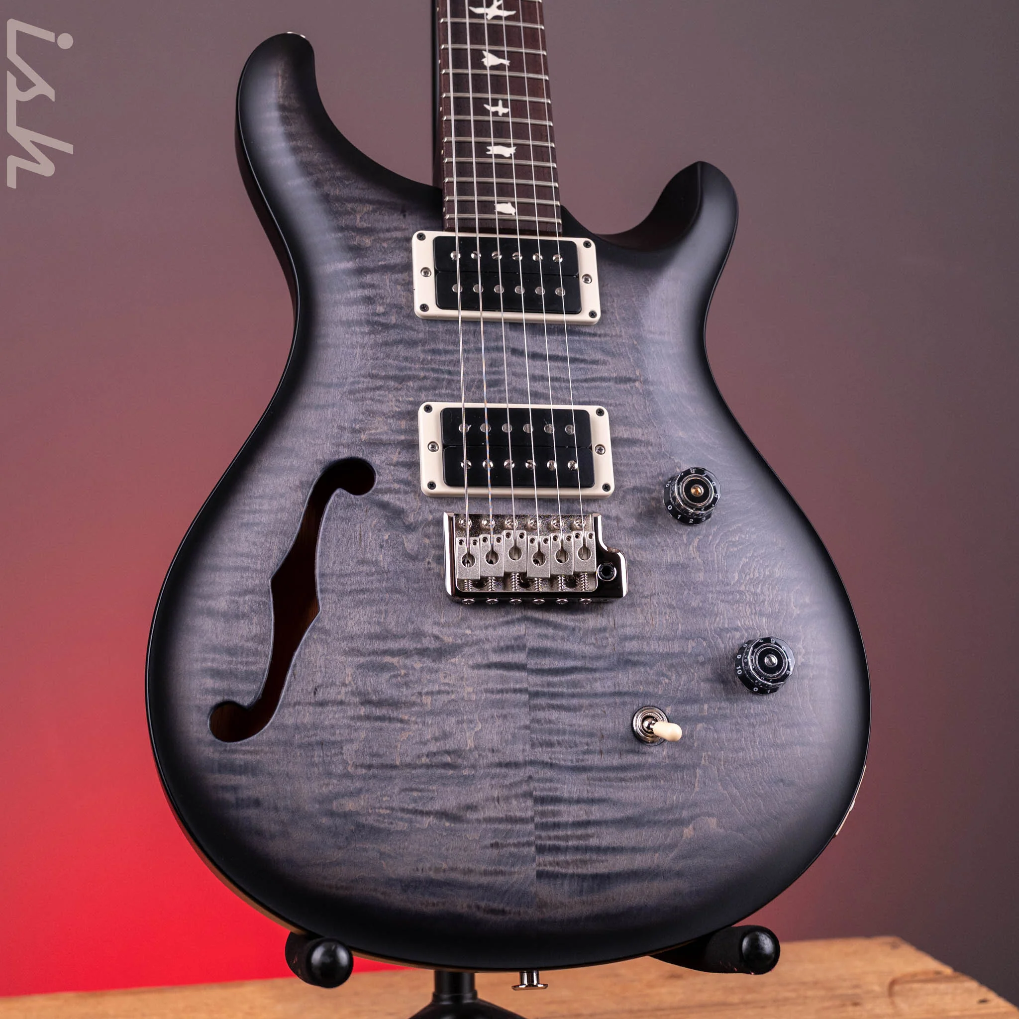 PRS CE 24 Semi-Hollow Faded Grey Black Wraparound Smokeburst Satin Finish Demo