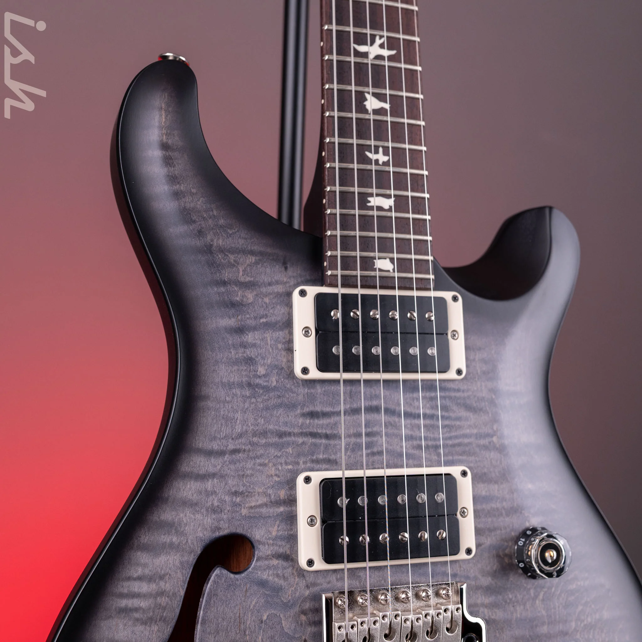 PRS CE 24 Semi-Hollow Faded Grey Black Wraparound Smokeburst Satin Finish Demo - Image 4