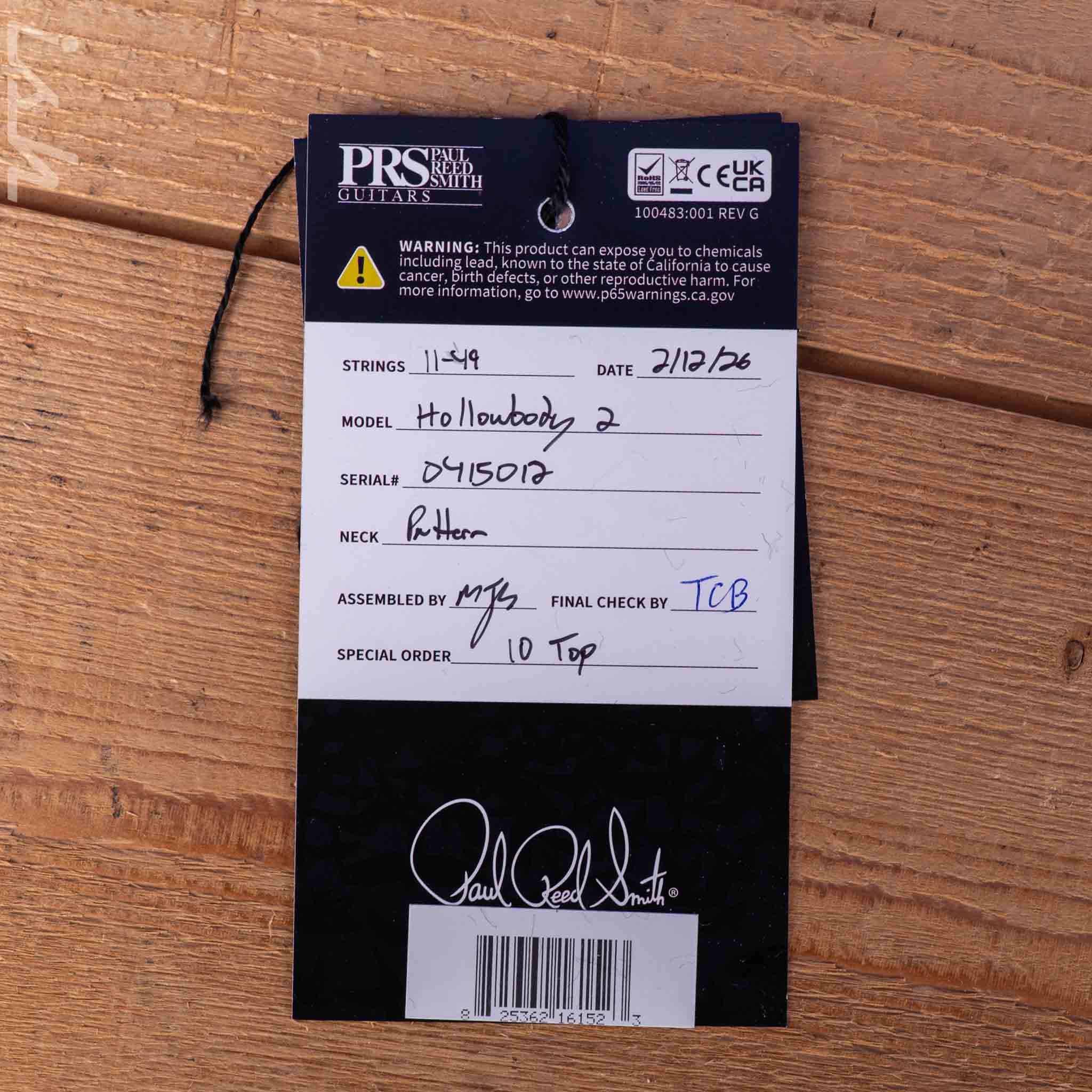 PRS Hollowbody II Piezo 10-Top Fire Red Smokeburst Custom Color - Image 13