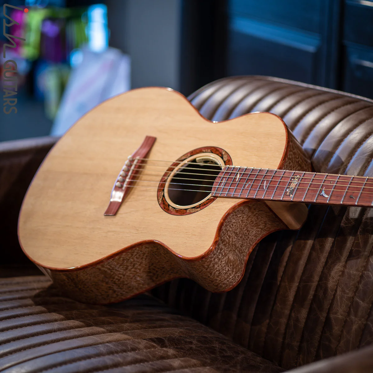 PRS Private Stock Angelus White Bubinga Pink Ivory Acoustic Guitar - Image 2