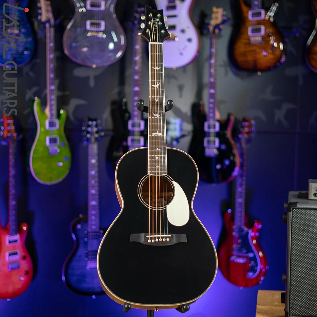 PRS SE P20E Parlor Acoustic-Electric Guitar Black Top - Image 2