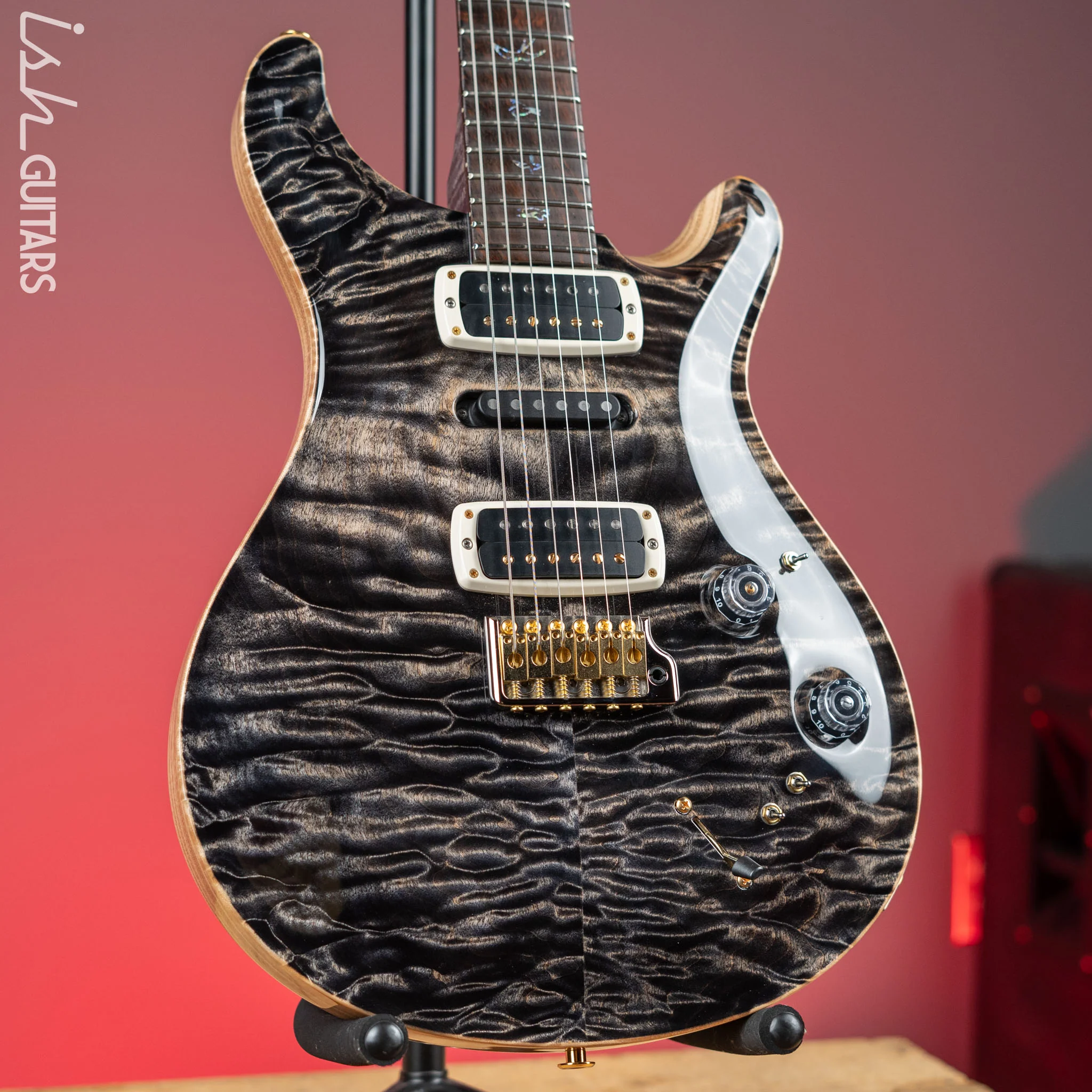 2022 PRS Wood Library Modern Eagle V 10 Top Quilt Charcoal Brazilian Rosewood