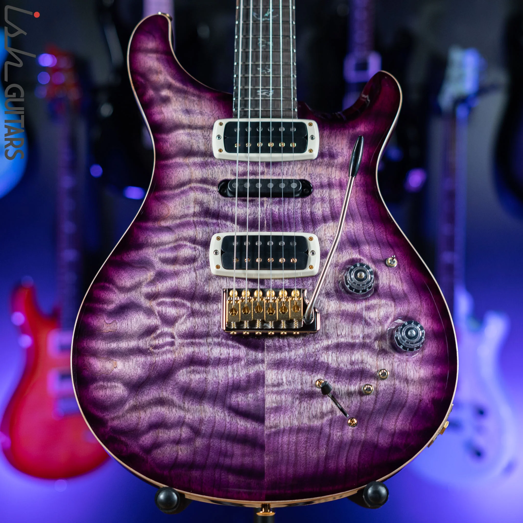 PRS Wood Library Modern Eagle V 10 Top Quilt Purple w/ Purple Burst Brazilian Rosewood