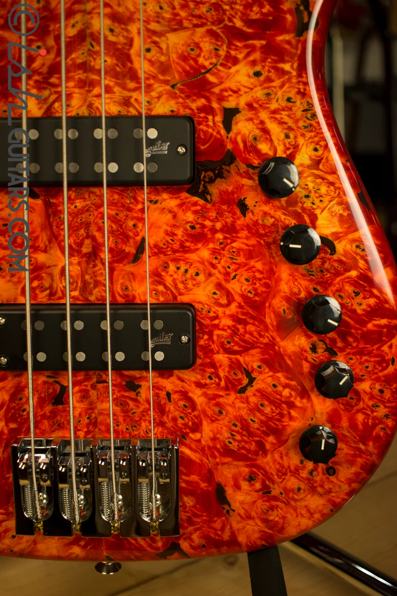 USA Spector Coda Deluxe P Precision Bass Inferno Red Buckeye Burl - Image 4