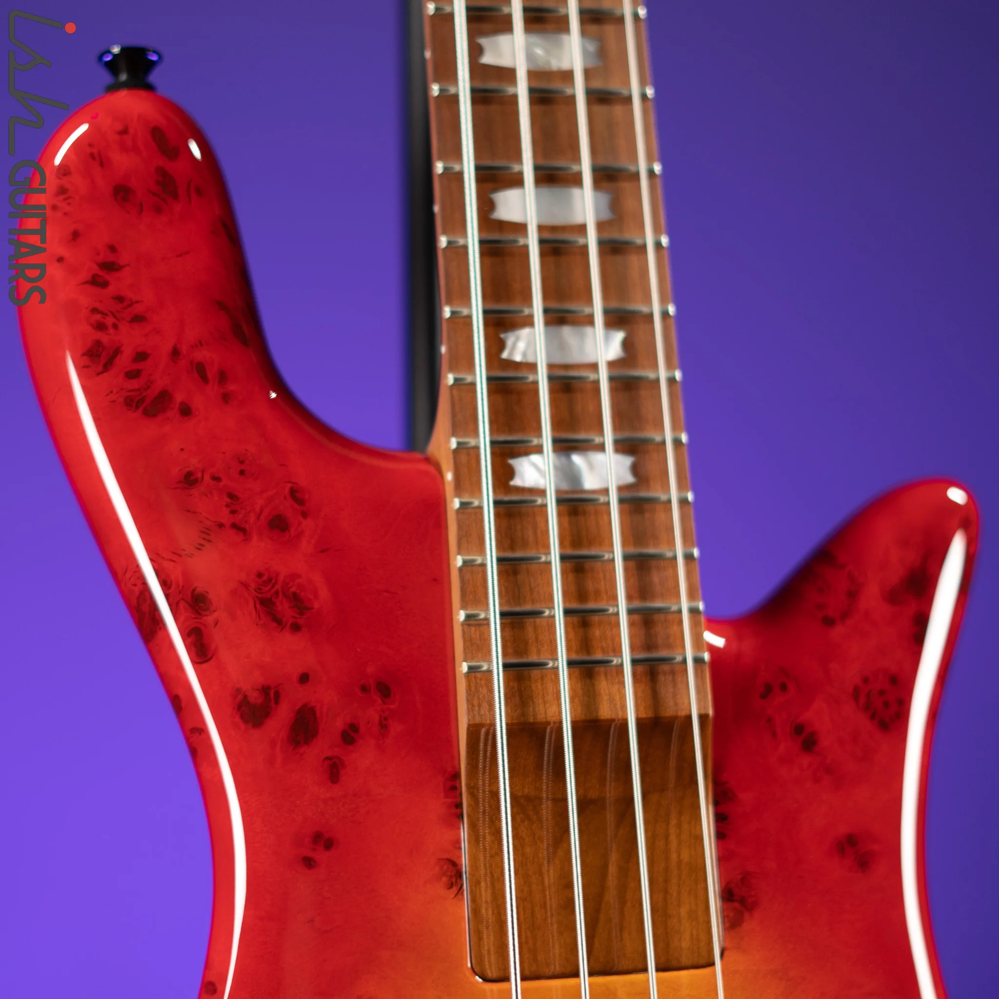 Spector Eurobolt 4 Inferno Red Gloss Poplar Burl Bass Guitar - Image 3
