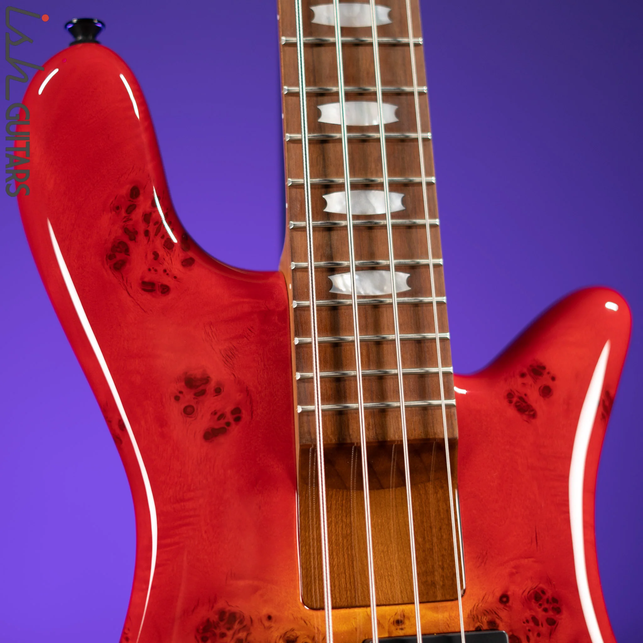 Spector Eurobolt 4 Inferno Red Gloss Poplar Burl Bass Guitar Demo - Image 3